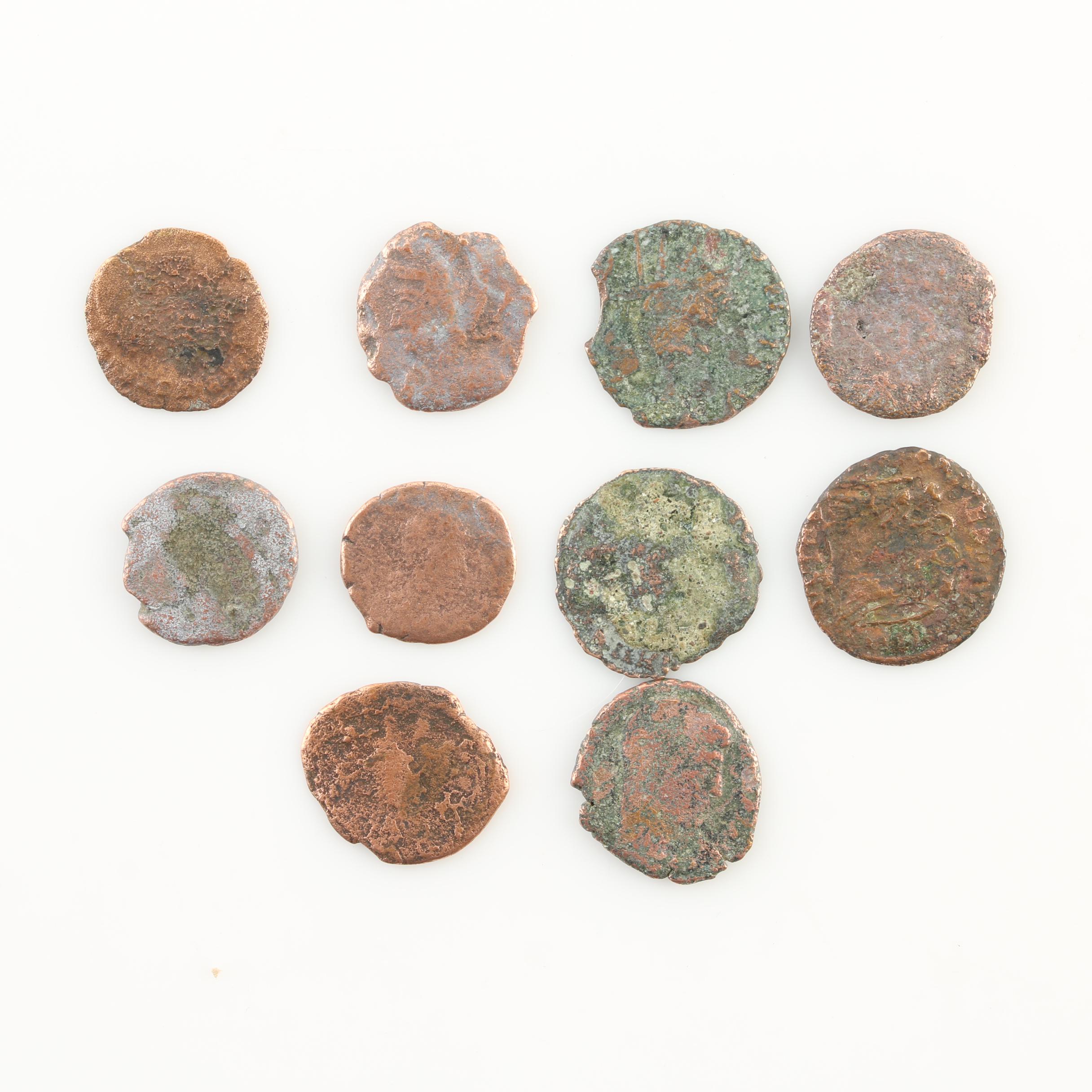 Ten Ancient Roman Imperial Bronze AE4 Coins