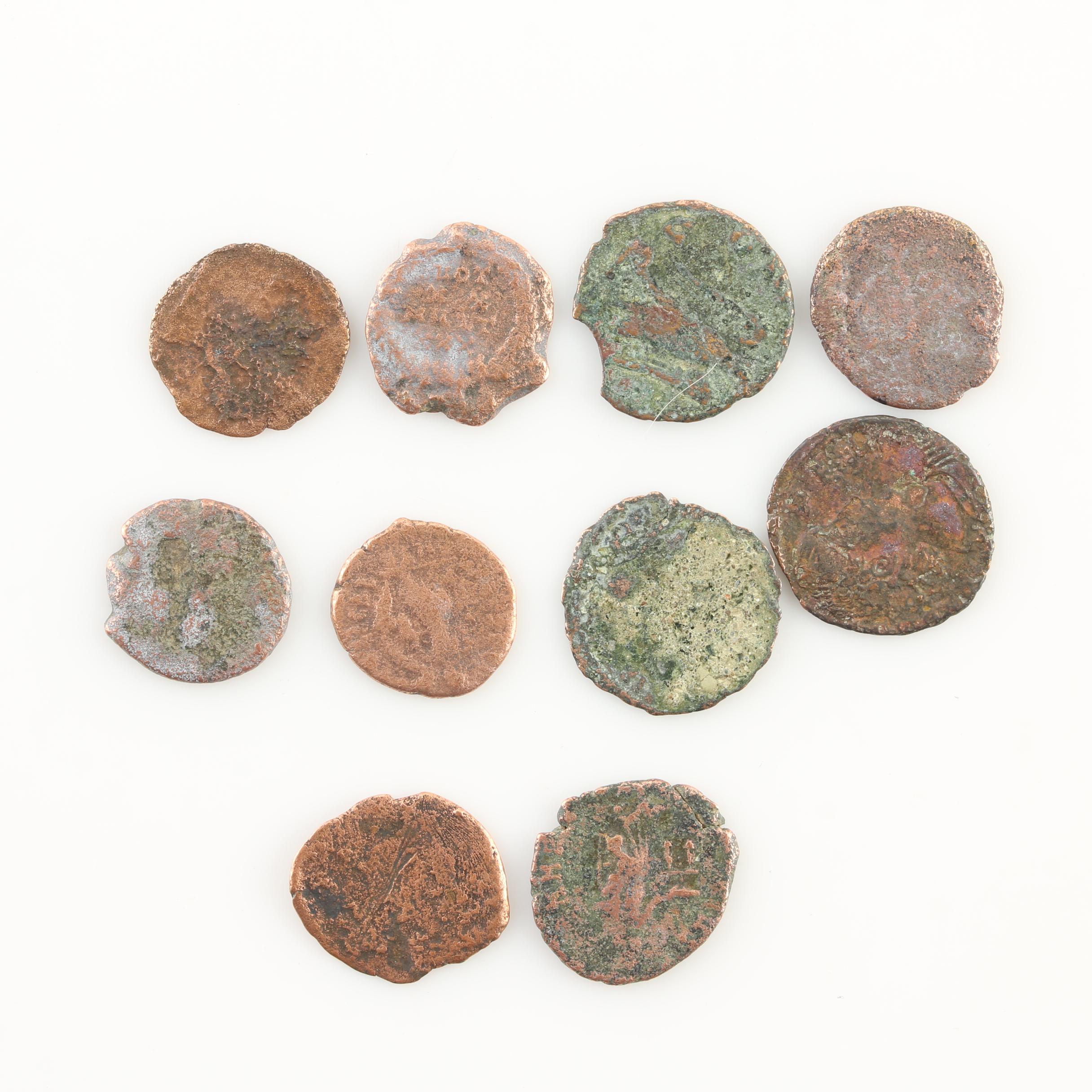 Ten Ancient Roman Imperial Bronze AE4 Coins