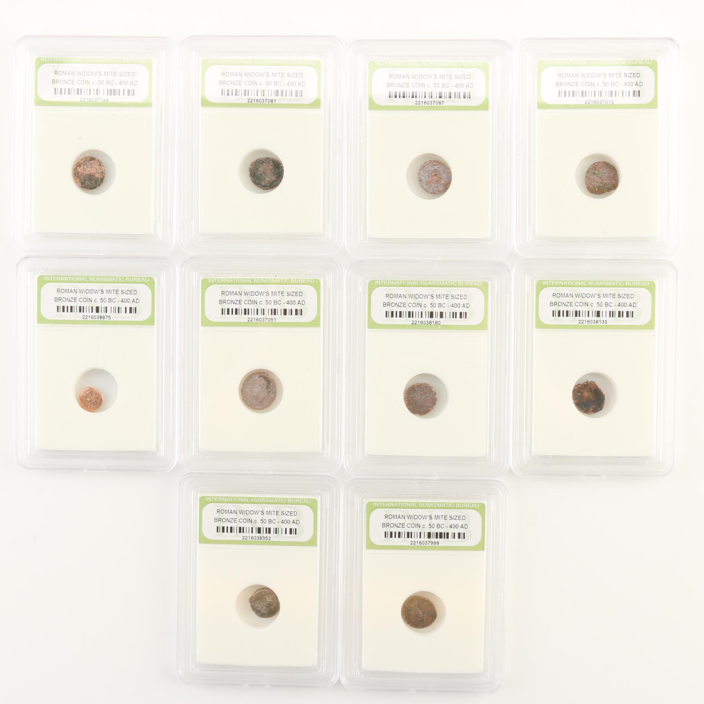 Ten Ancient Roman Imperial Bronze AE4 Coins