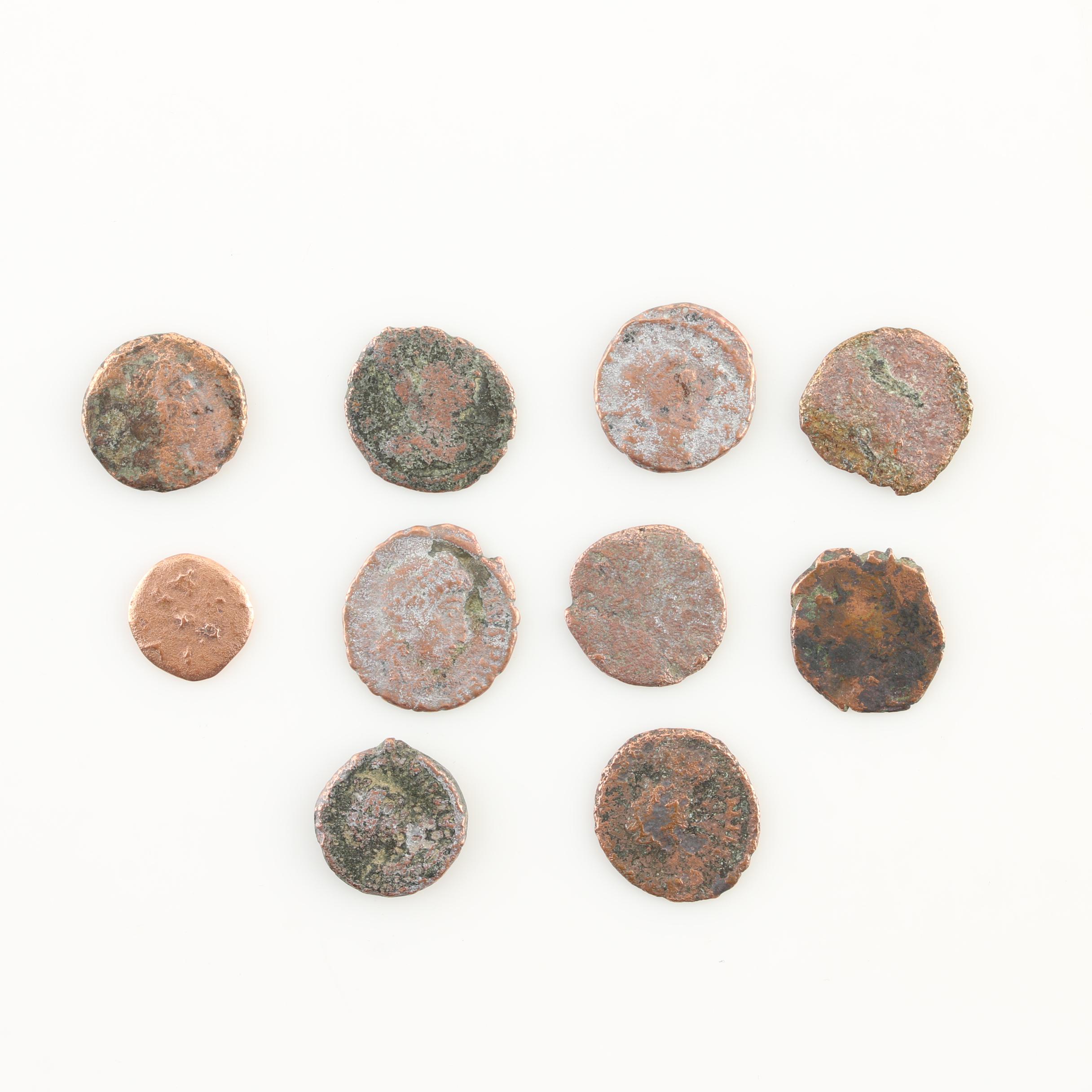 Ten Ancient Roman Imperial Bronze AE4 Coins