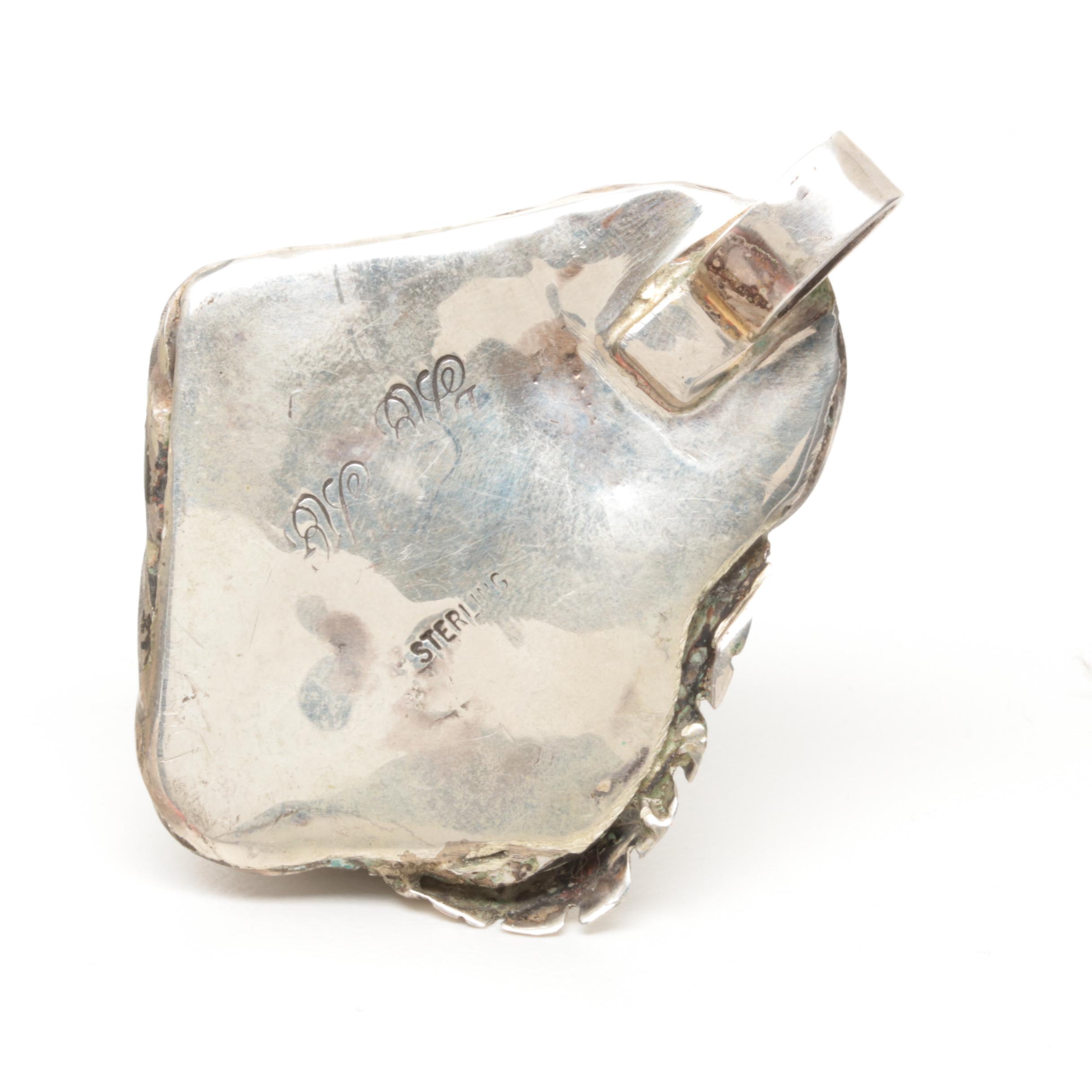 Bill Kirkham Sterling Silver Jewelry Set with Malachite, Agate and Tiger's Eye