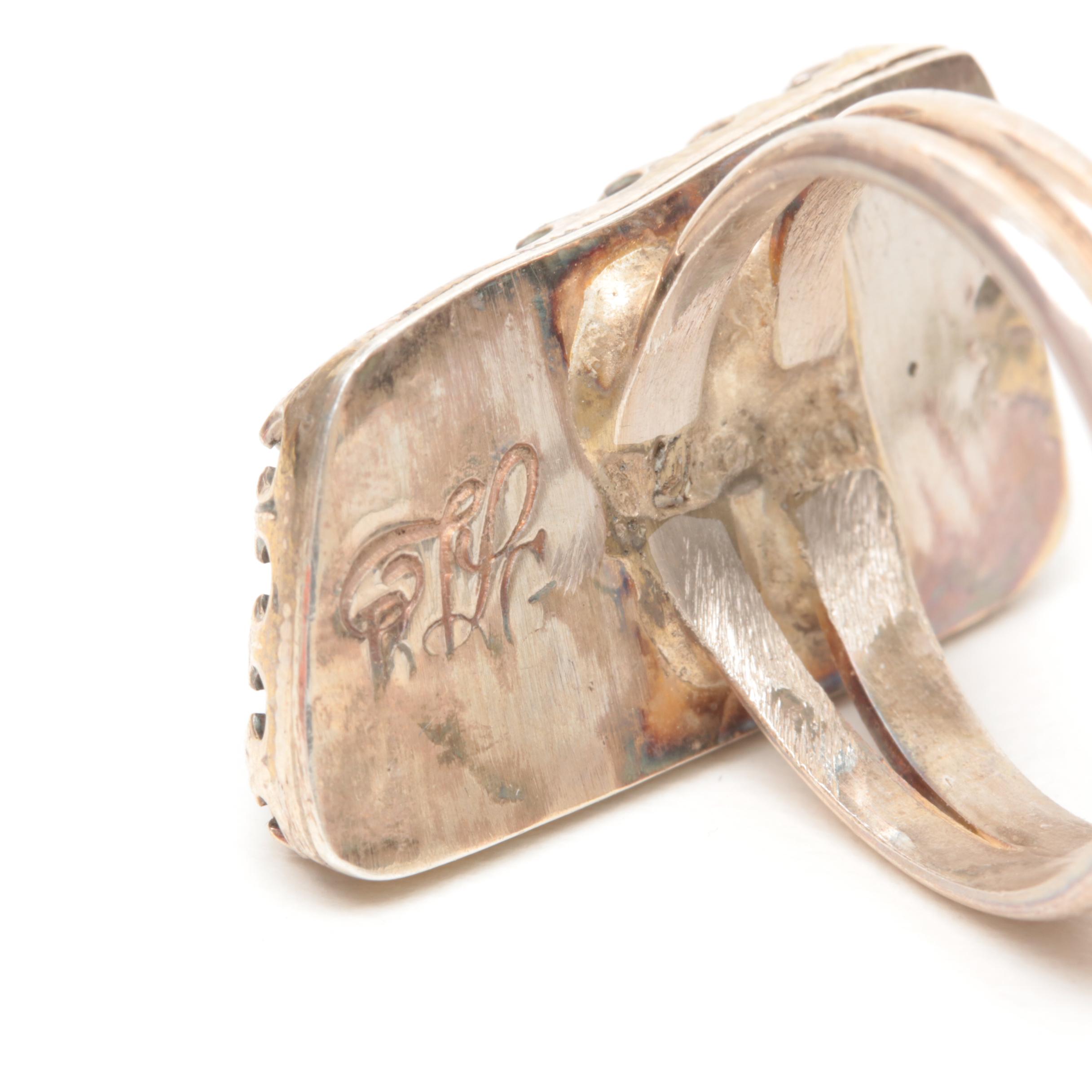 Bill Kirkham Sterling Silver Jewelry Set with Malachite, Agate and Tiger's Eye