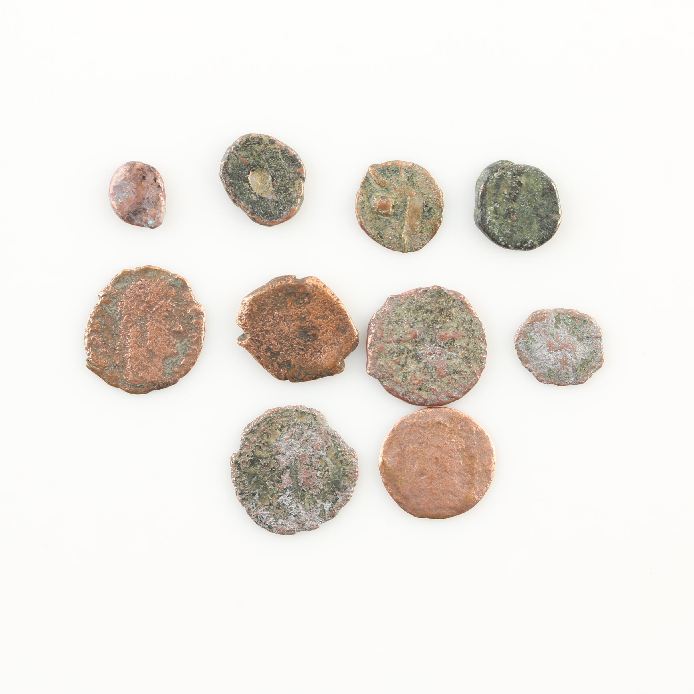 Ten Ancient Roman Imperial Bronze AE4 Coins