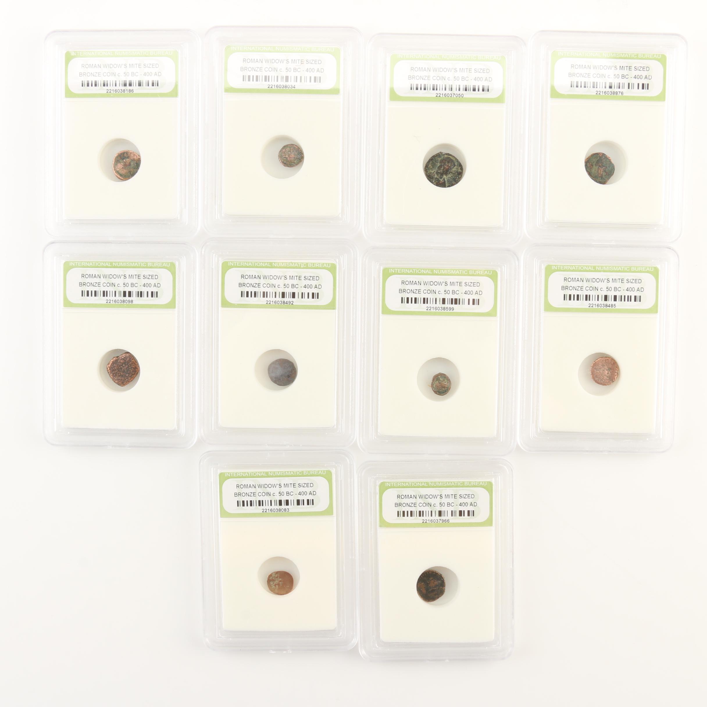 Ten Ancient Roman Imperial Bronze AE4 Coins