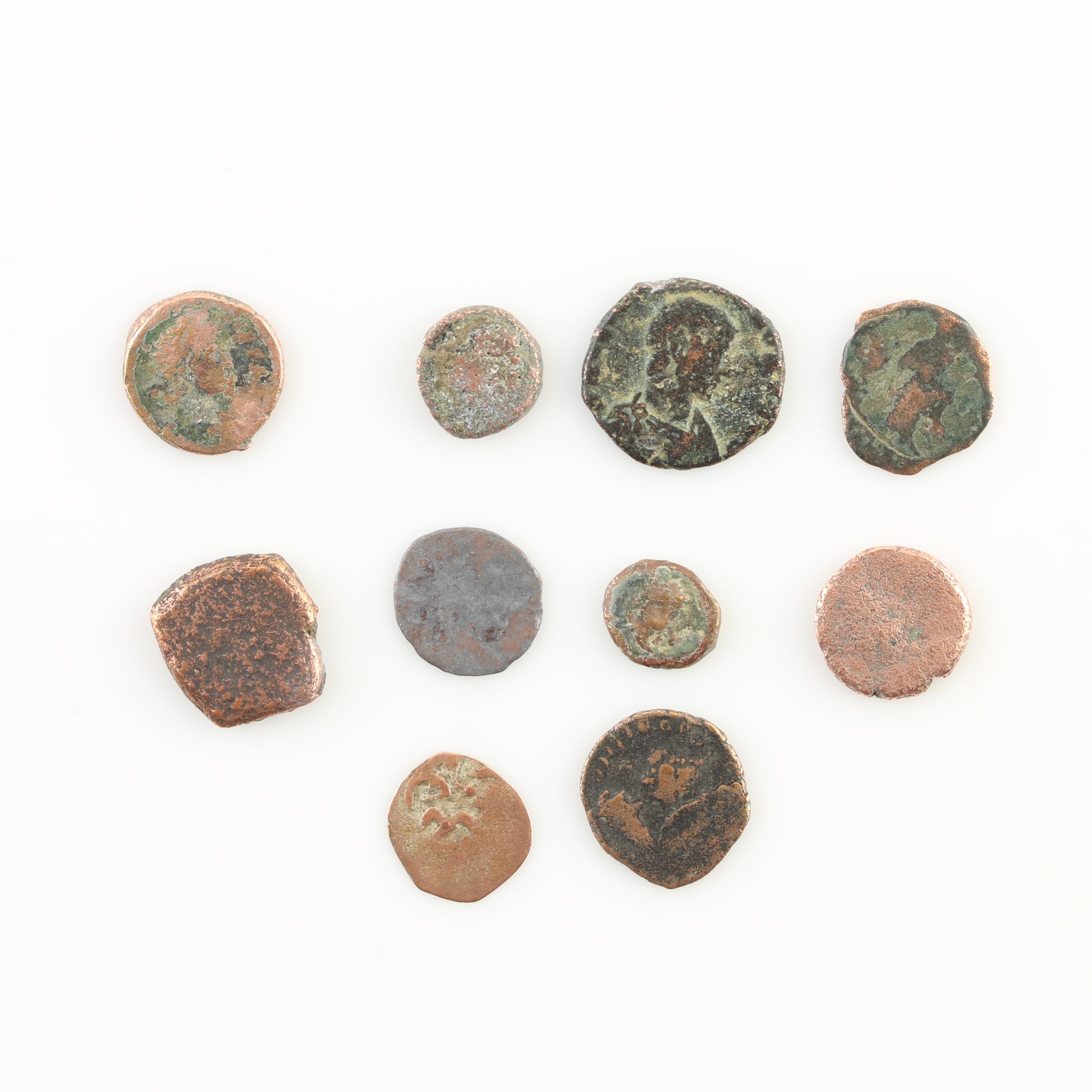 Ten Ancient Roman Imperial Bronze AE4 Coins