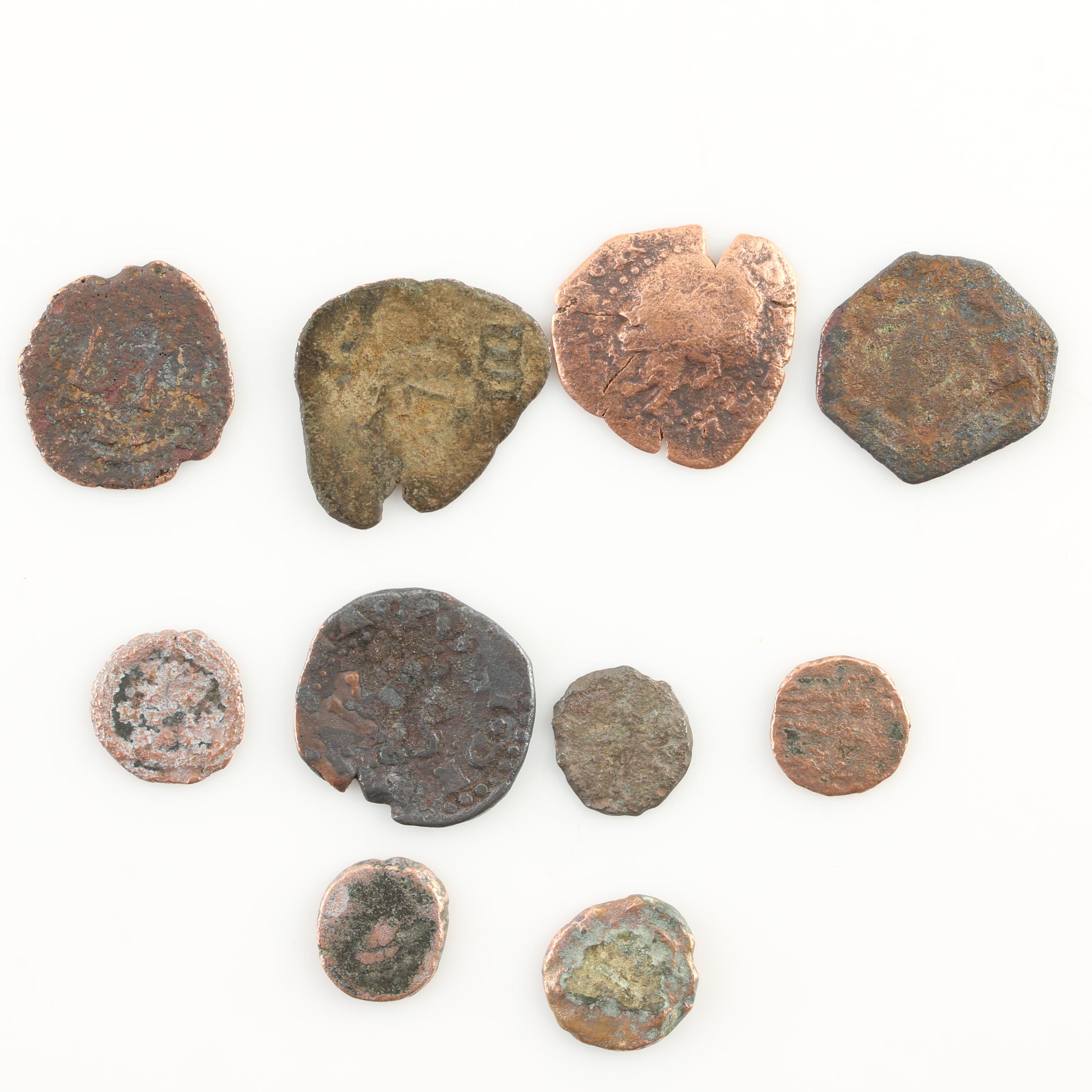 Ten Ancient Bronze Coins