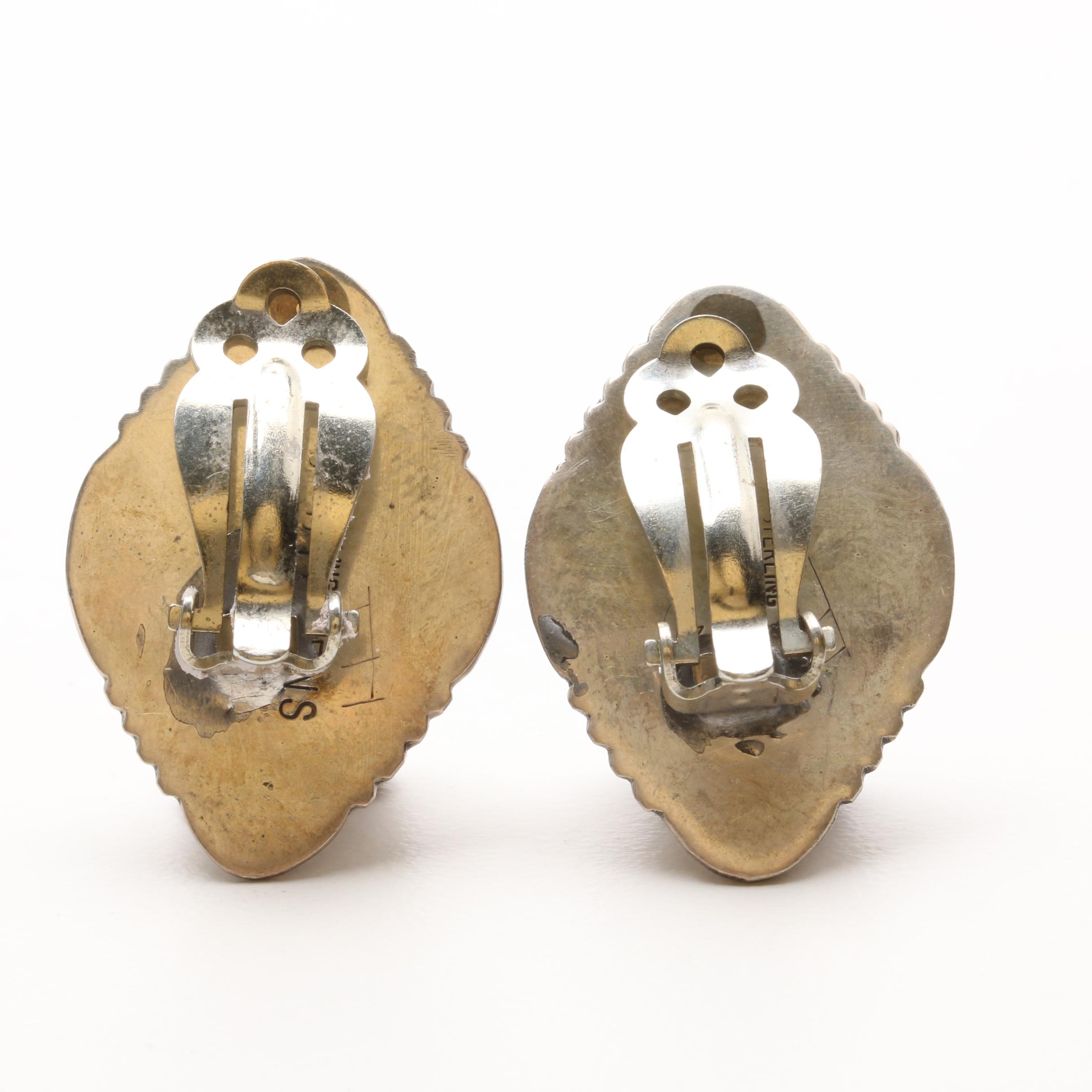 Sarah Dickens Navajo Diné Sterling Silver Malachite Necklace and Earring Set