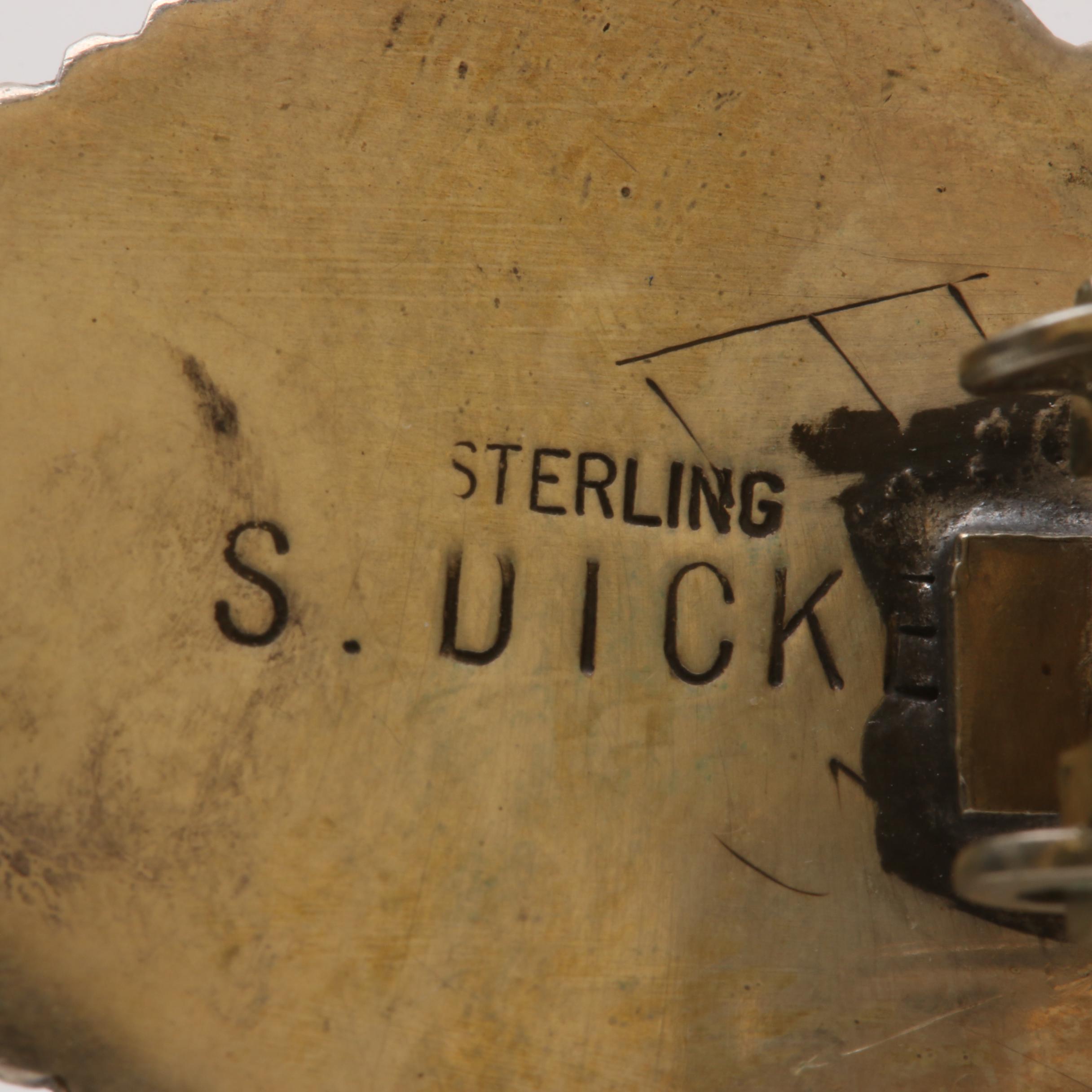 Sarah Dickens Navajo Diné Sterling Silver Malachite Necklace and Earring Set