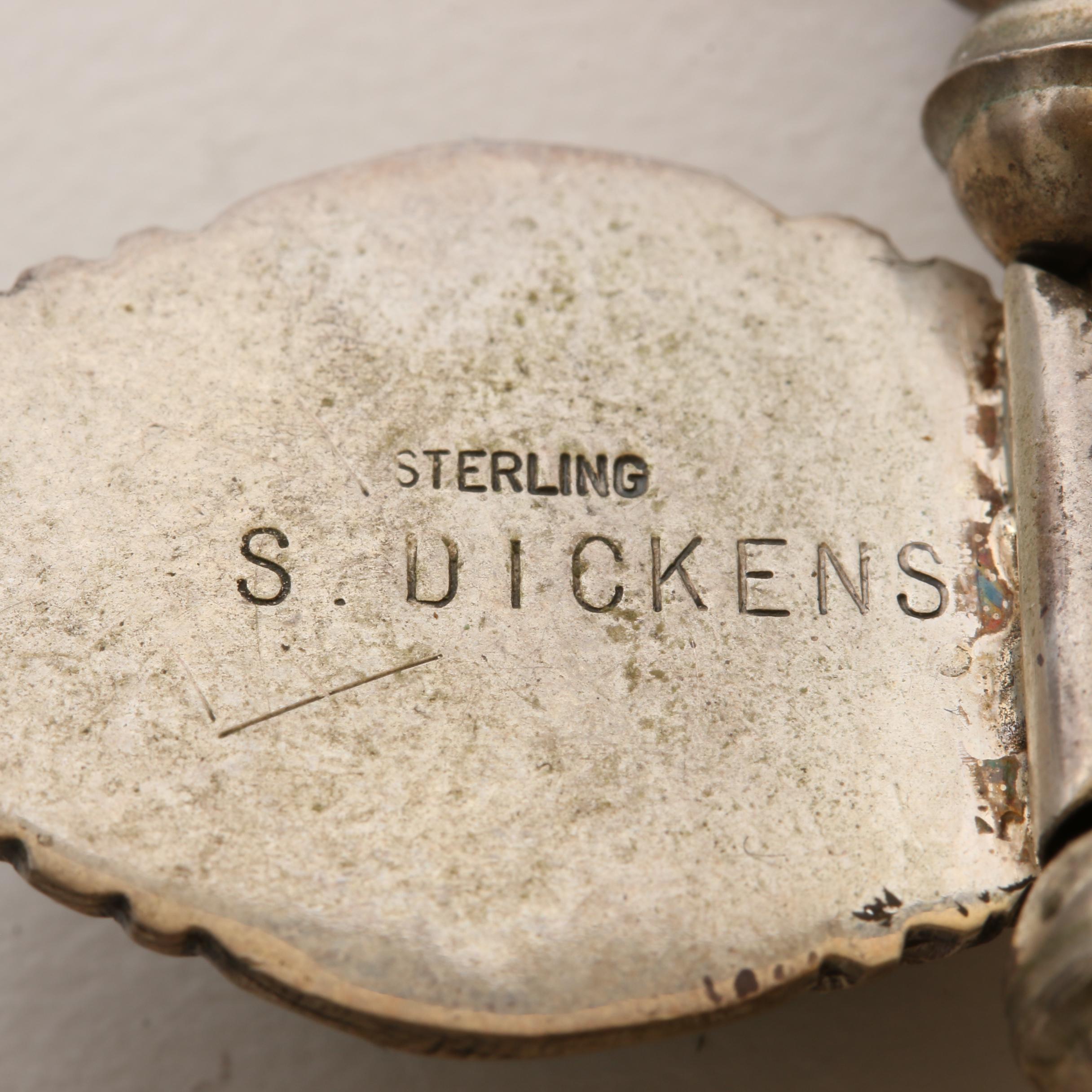 Sarah Dickens Navajo Diné Sterling Silver Malachite Necklace and Earring Set