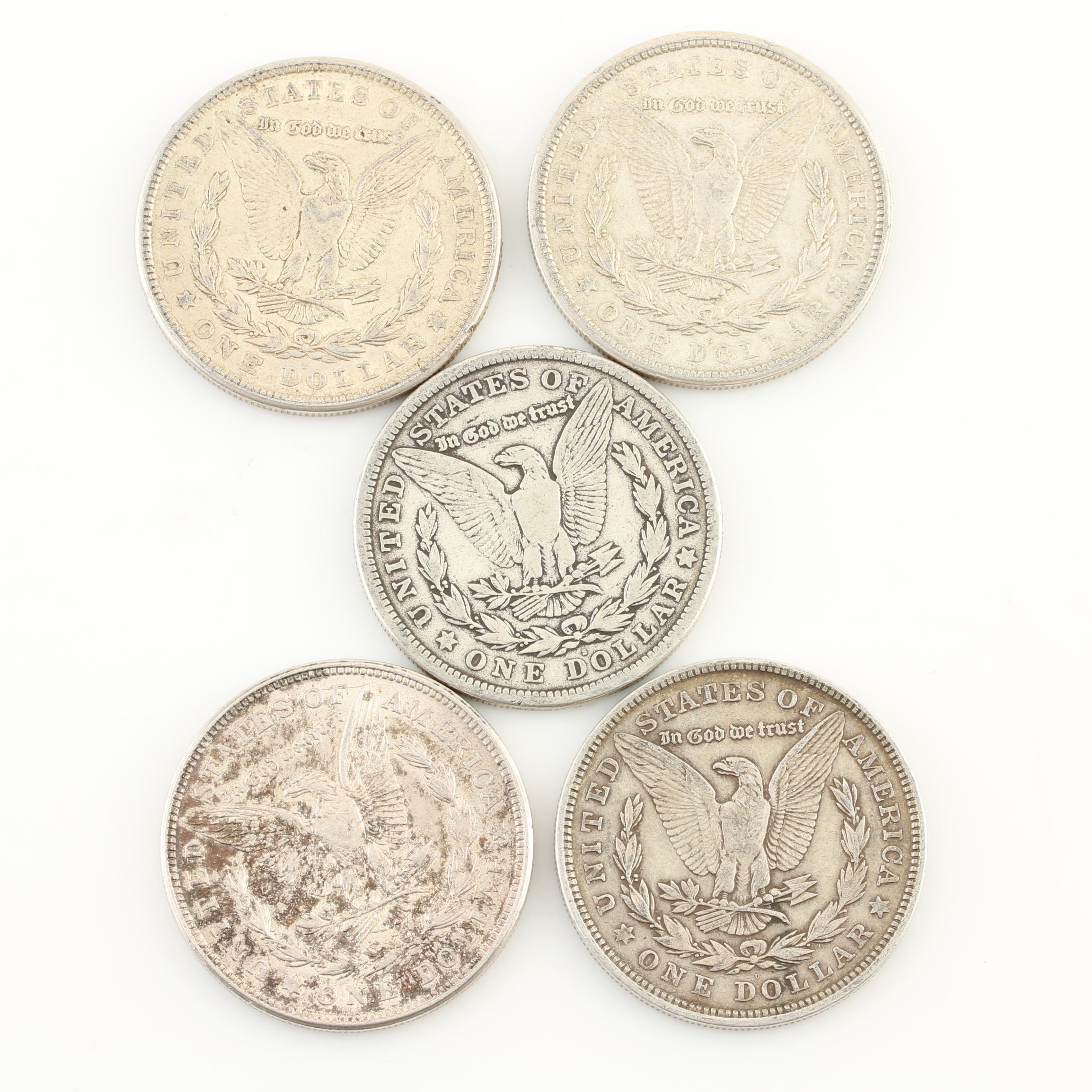 Five Morgan Silver Dollars