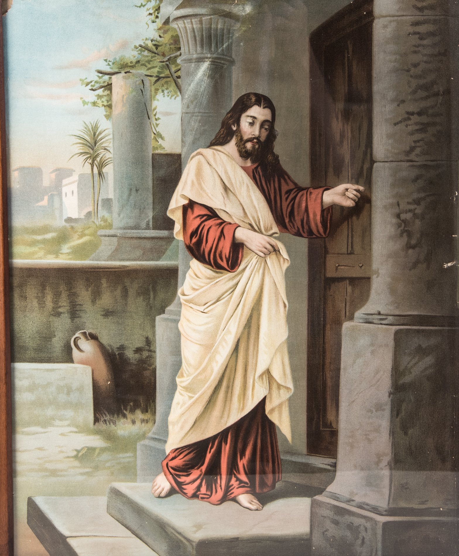 Vintage Chromolithograph "Christ Knocking at the Door"