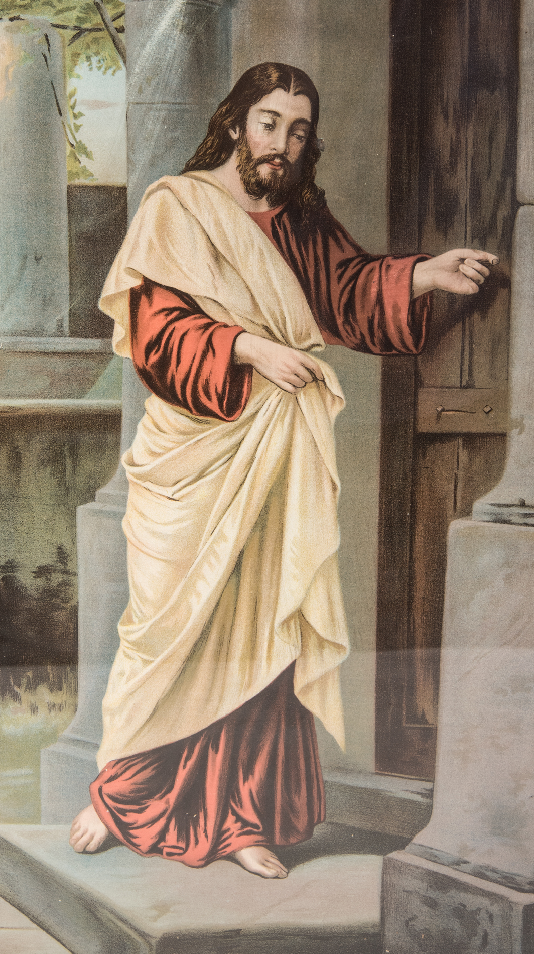 Vintage Chromolithograph "Christ Knocking at the Door"