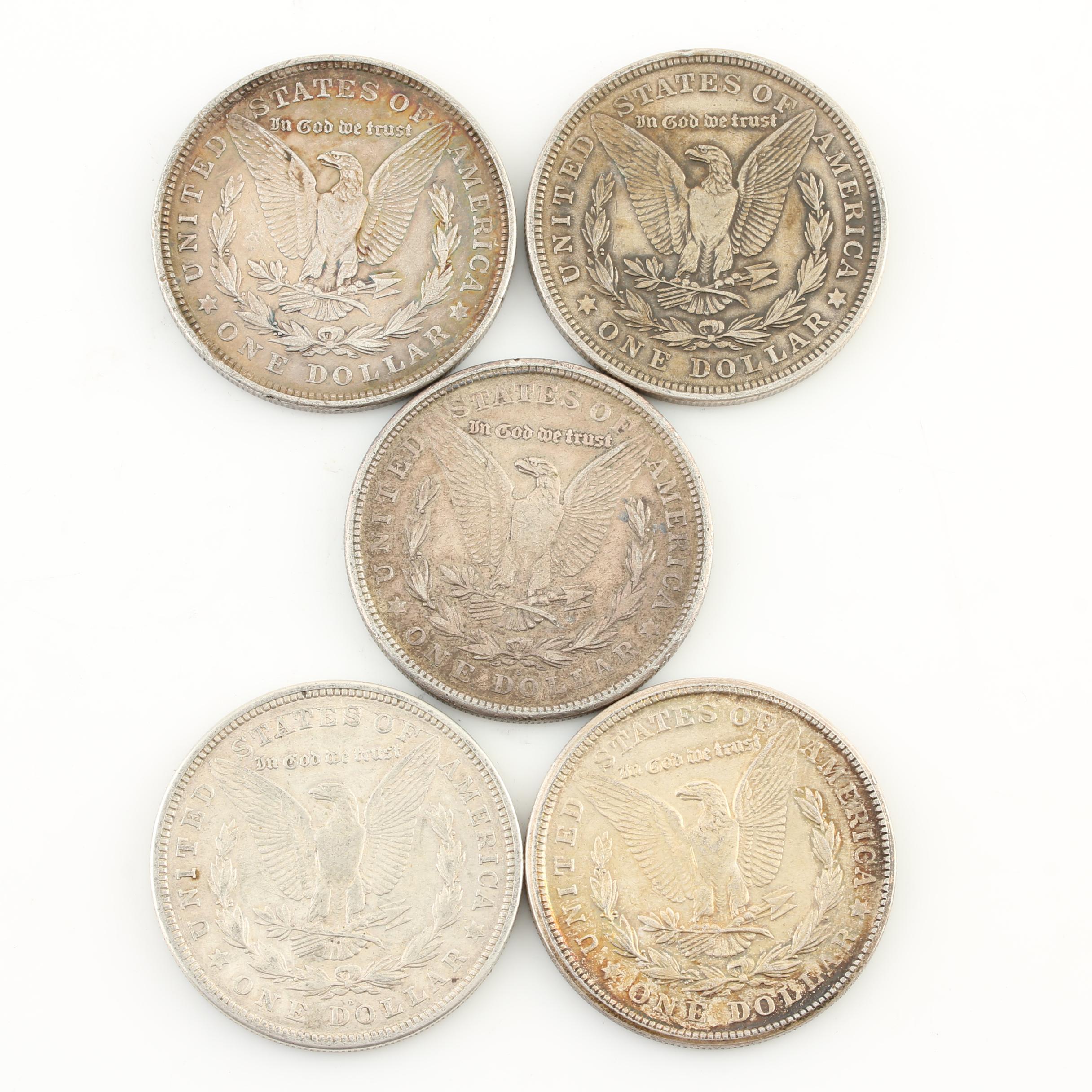 Five Morgan Silver Dollars