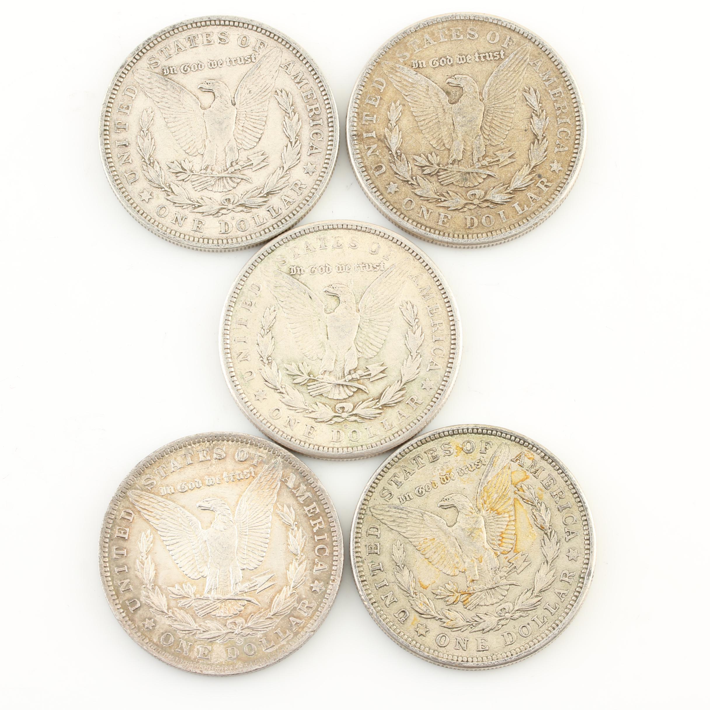 Five Morgan Silver Dollars
