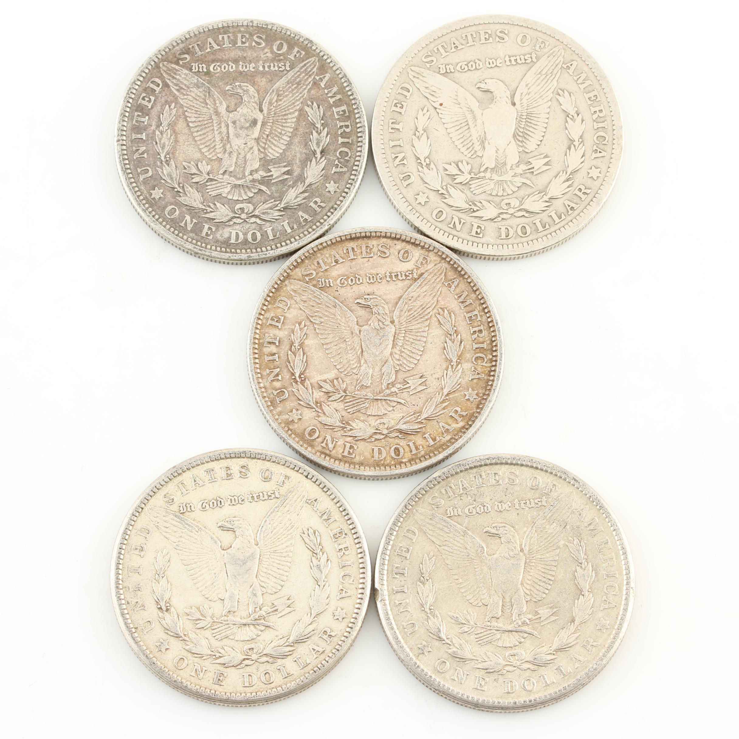 Five Morgan Silver Dollars