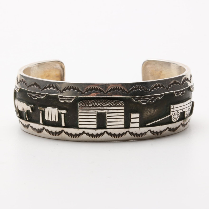 Roland Hogan Begay Navajo Diné Sterling Silver Storyteller Bracelet