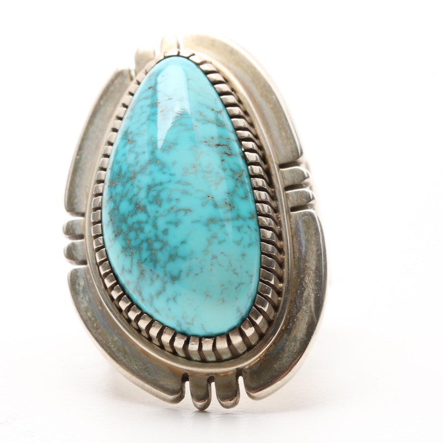 Thomas Jim Navajo Diné Sterling Silver Turquoise Ring