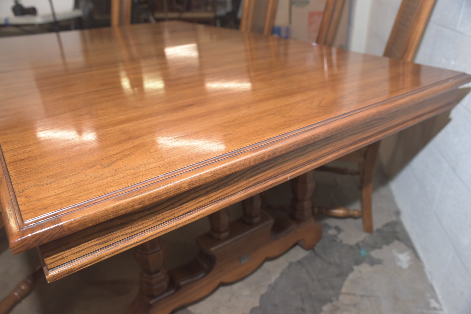 Mid-Century Oak Dining Table with Cane Back Chairs by Thomasville