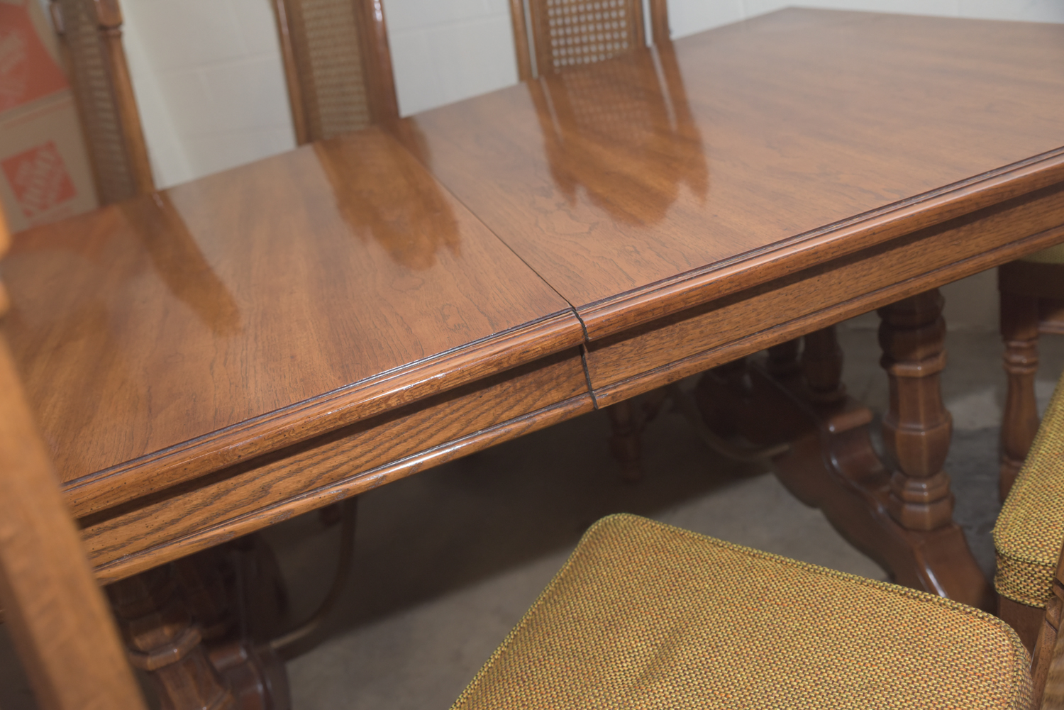 Mid-Century Oak Dining Table with Cane Back Chairs by Thomasville