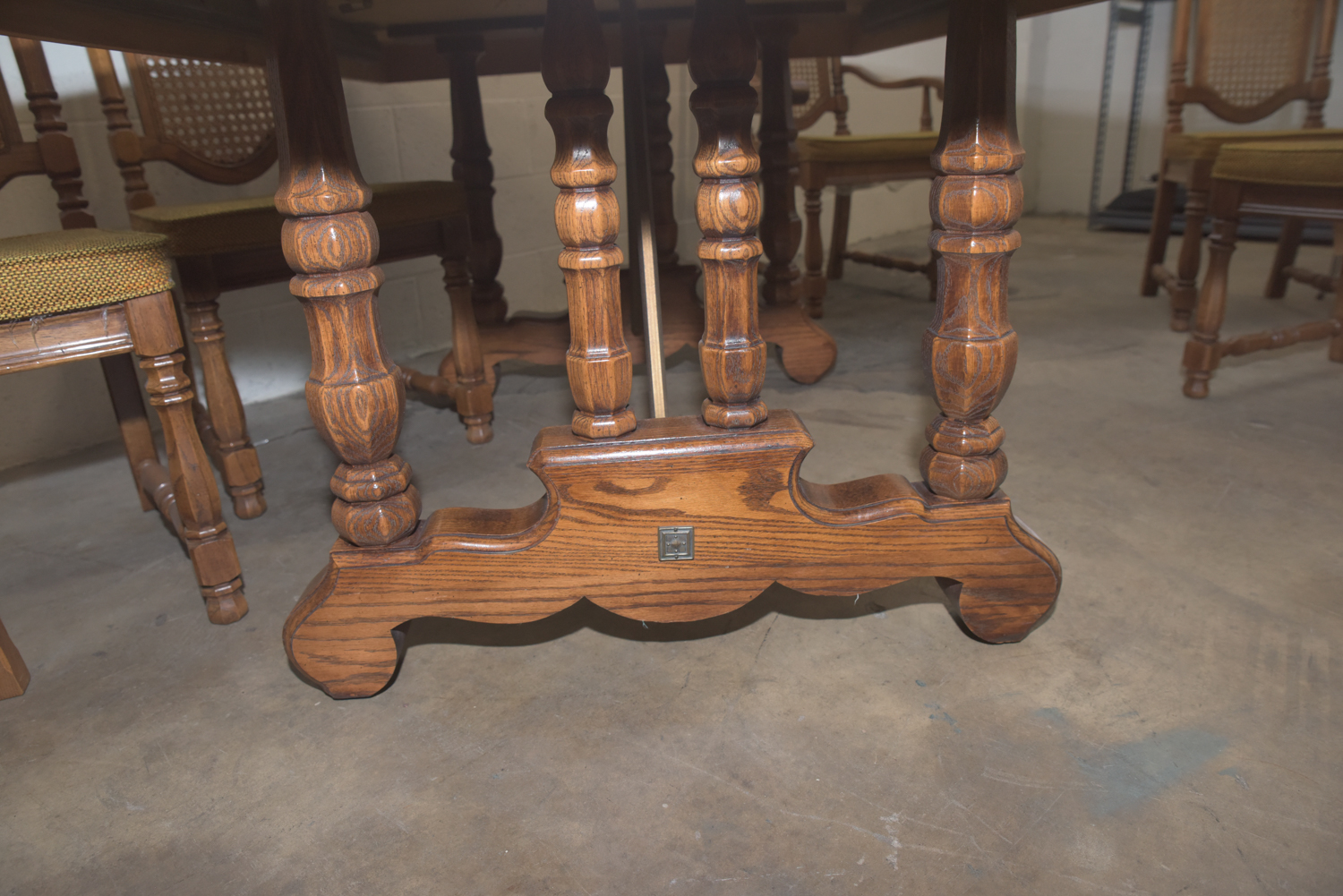 Mid-Century Oak Dining Table with Cane Back Chairs by Thomasville
