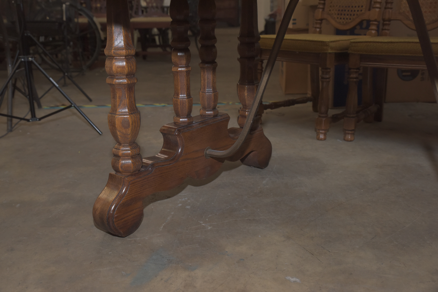 Mid-Century Oak Dining Table with Cane Back Chairs by Thomasville