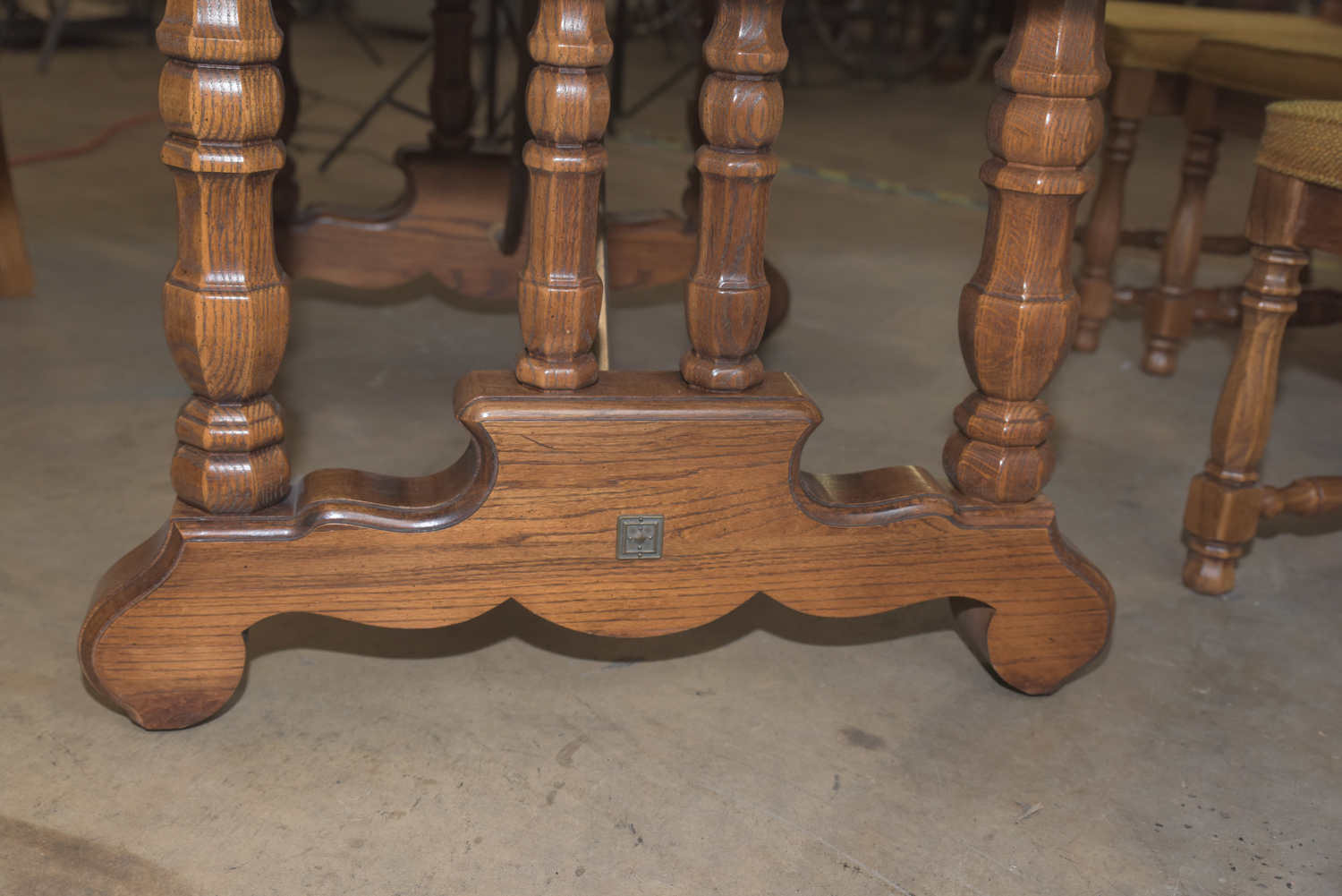 Mid-Century Oak Dining Table with Cane Back Chairs by Thomasville