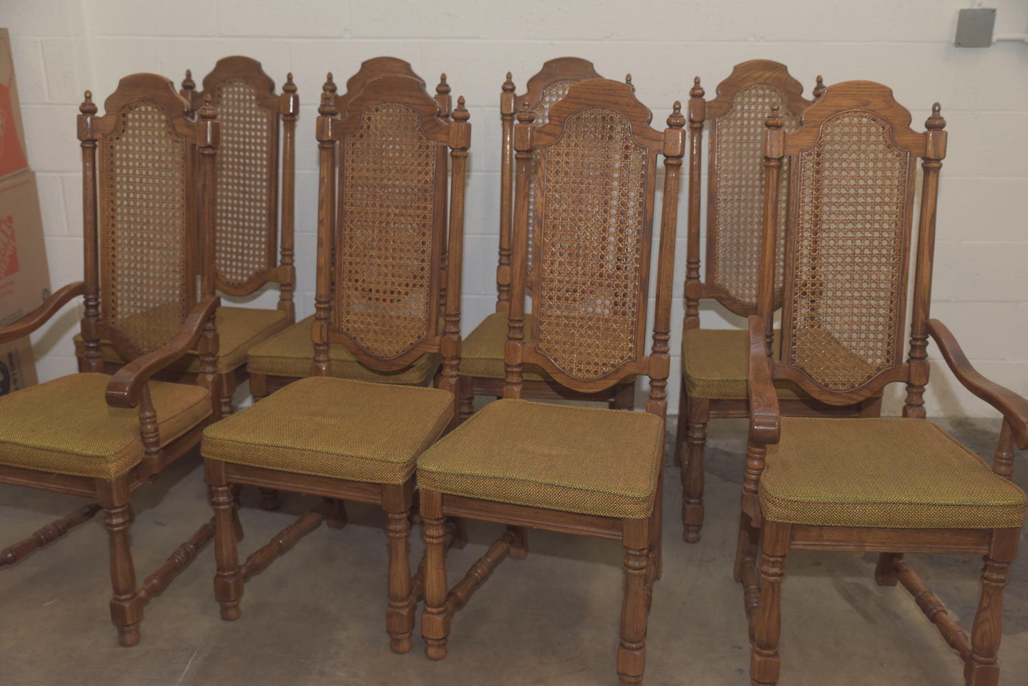 Mid-Century Oak Dining Table with Cane Back Chairs by Thomasville
