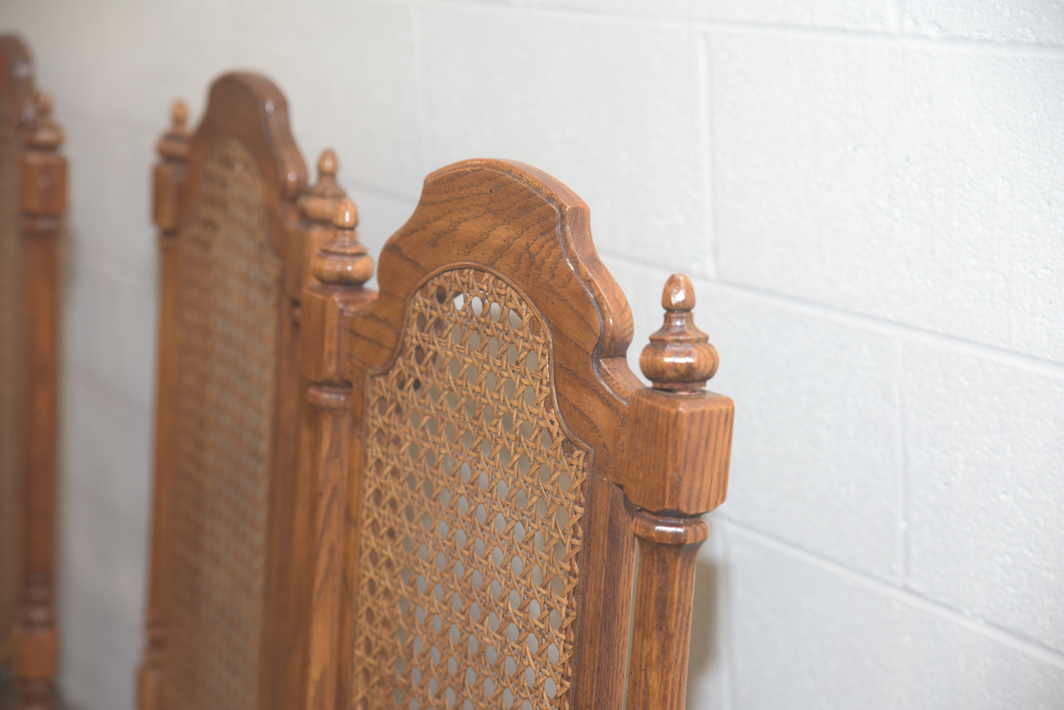 Mid-Century Oak Dining Table with Cane Back Chairs by Thomasville