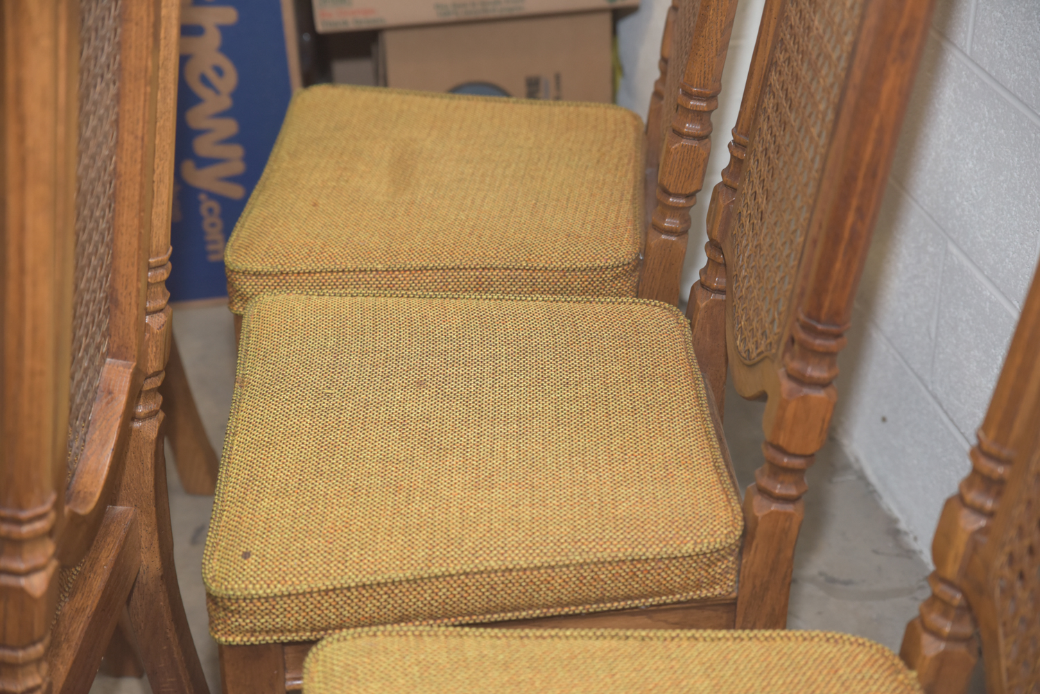 Mid-Century Oak Dining Table with Cane Back Chairs by Thomasville