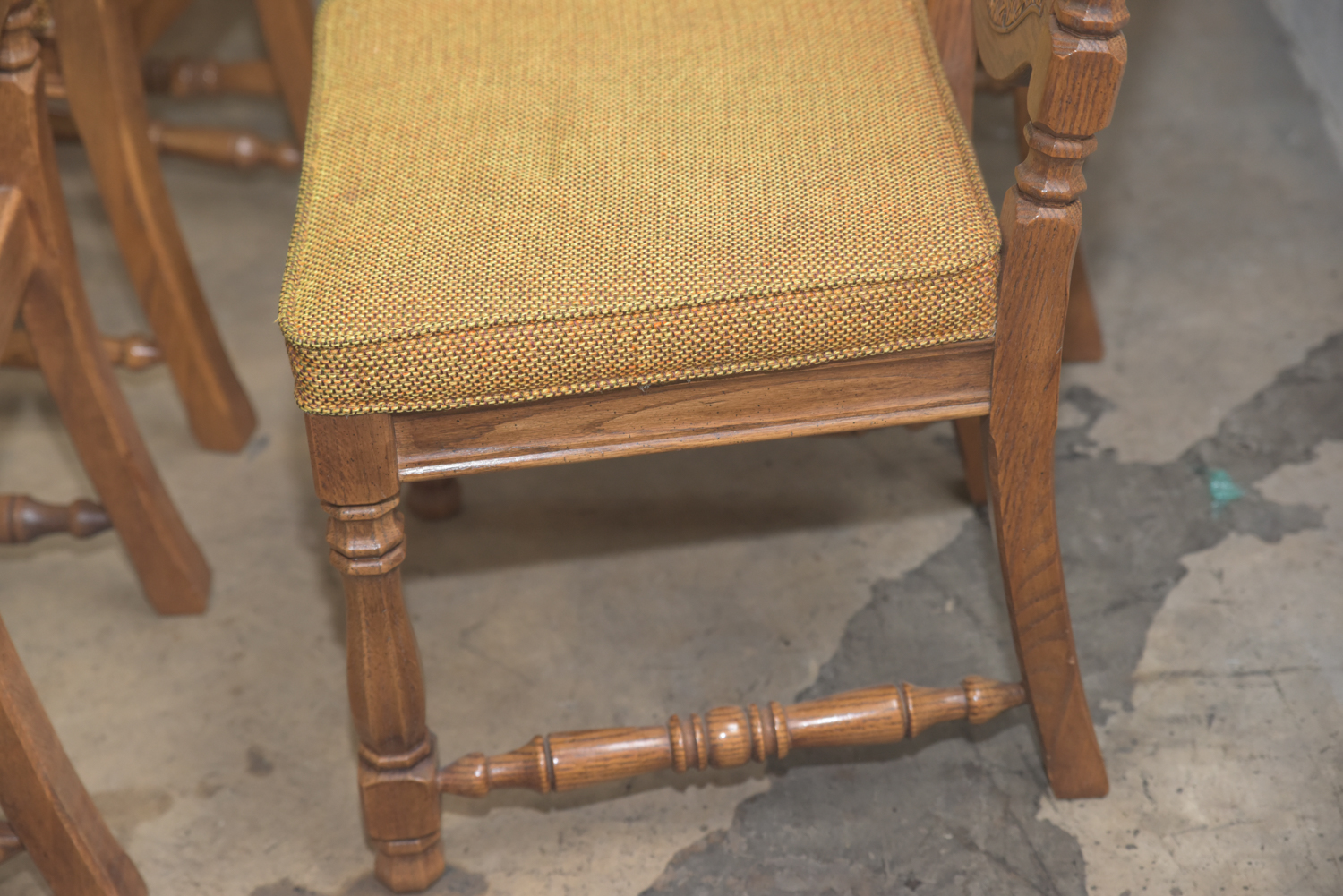 Mid-Century Oak Dining Table with Cane Back Chairs by Thomasville