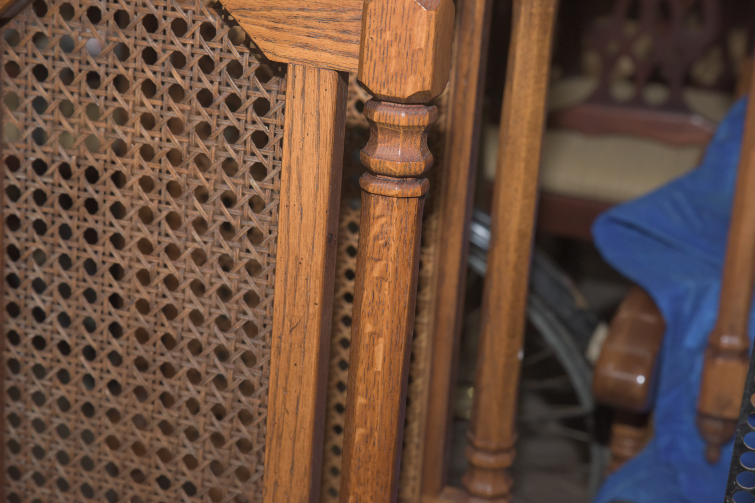 Mid-Century Oak Dining Table with Cane Back Chairs by Thomasville