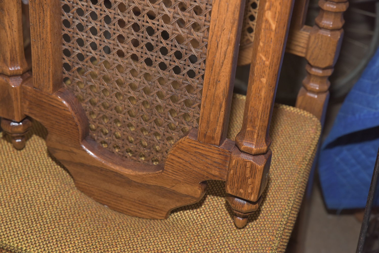 Mid-Century Oak Dining Table with Cane Back Chairs by Thomasville