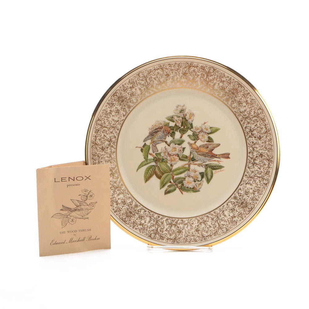 1970 Lenox Limited Edition "Boehm Birds" Porcelain Wood Thrush Plate