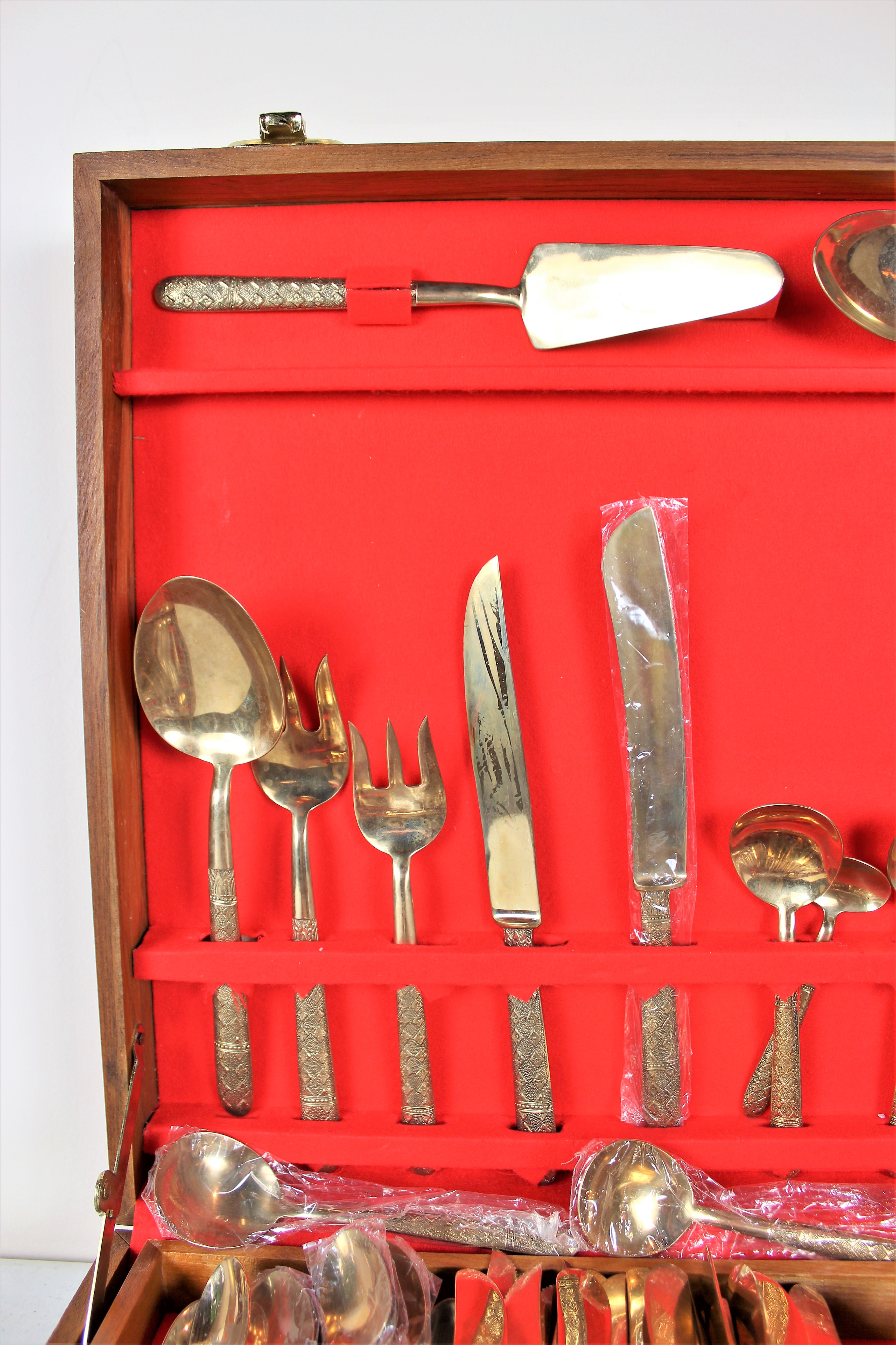 144 Pieces Vintage S. Samran Thai Bronze Nickel Flatware