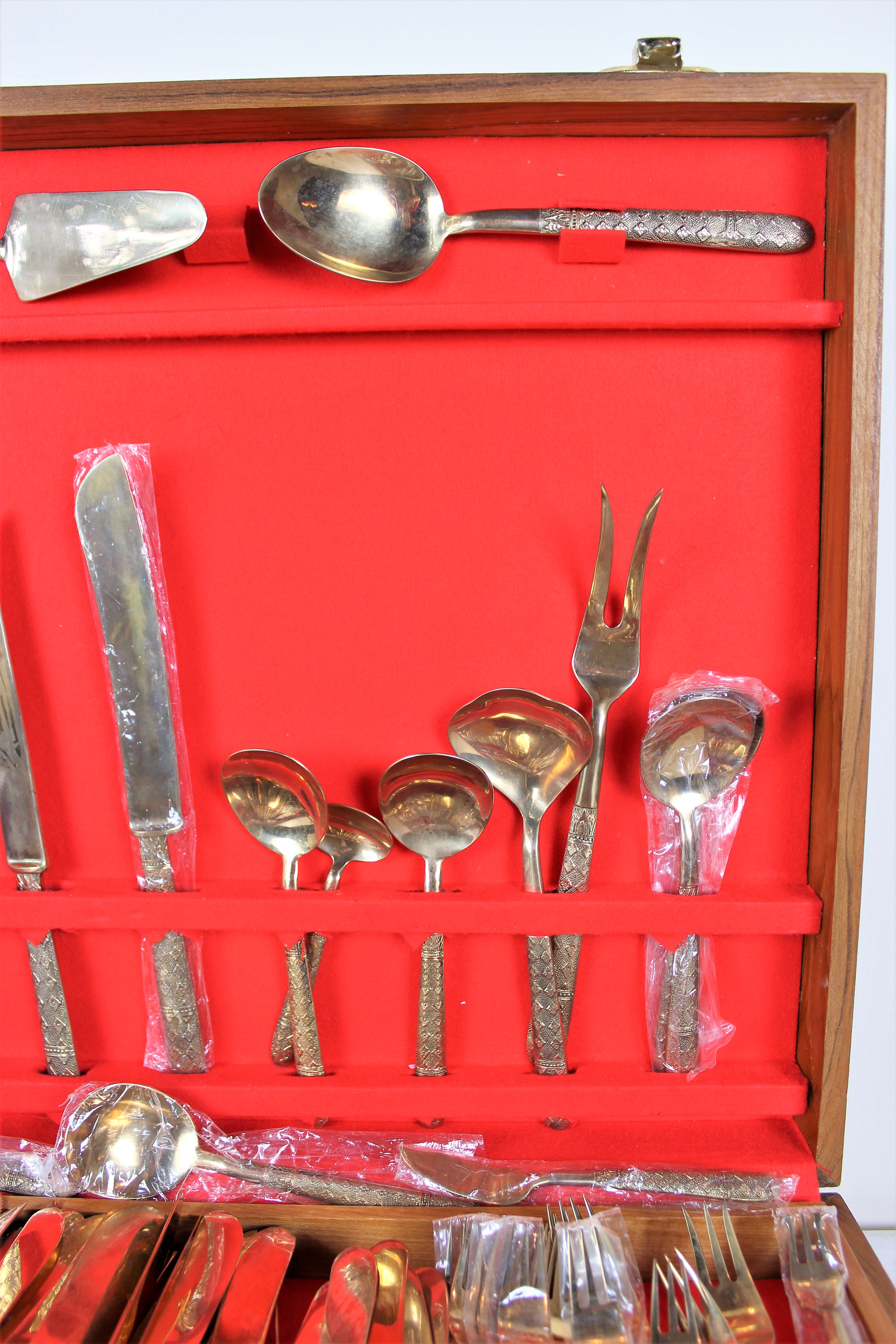 144 Pieces Vintage S. Samran Thai Bronze Nickel Flatware