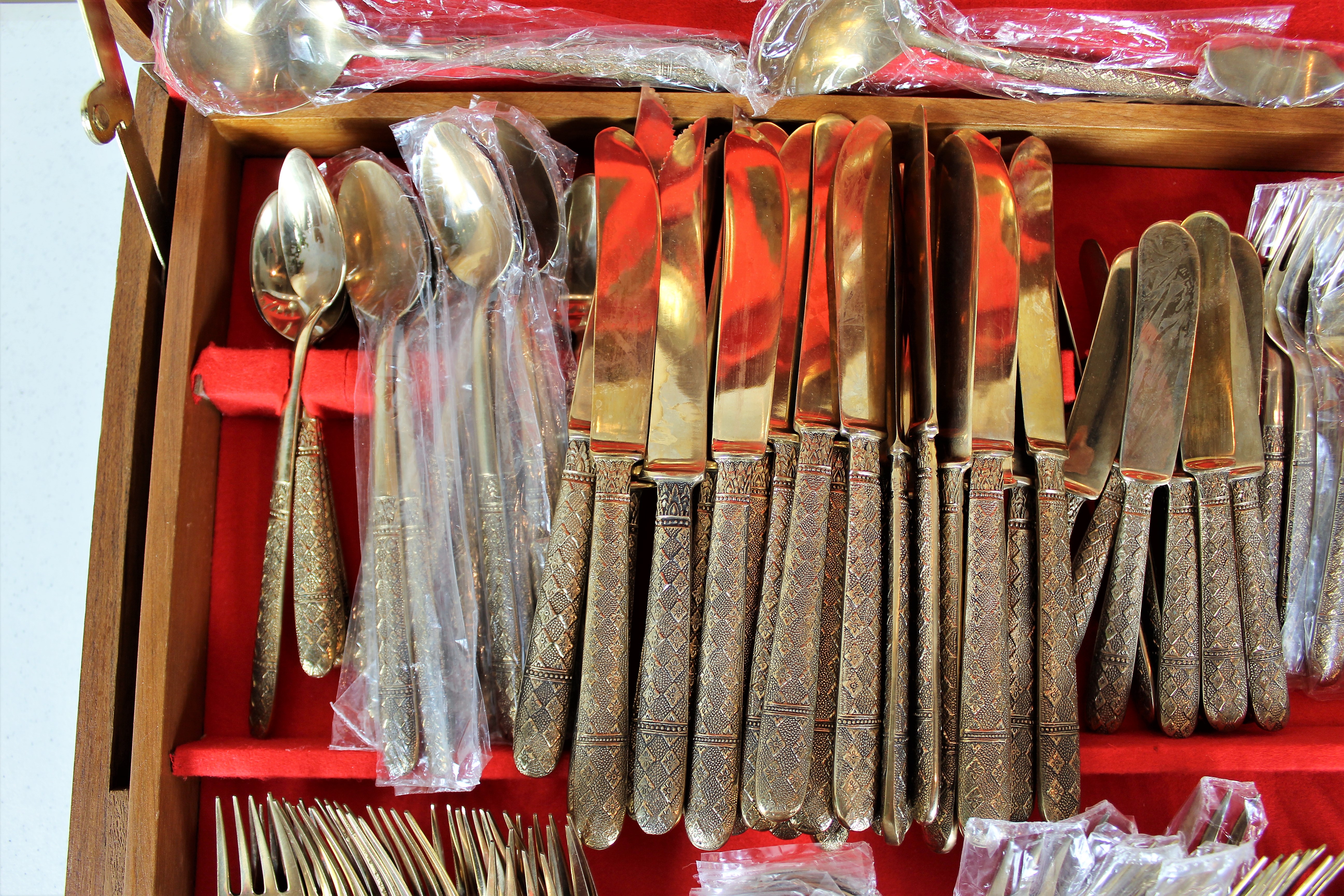 144 Pieces Vintage S. Samran Thai Bronze Nickel Flatware