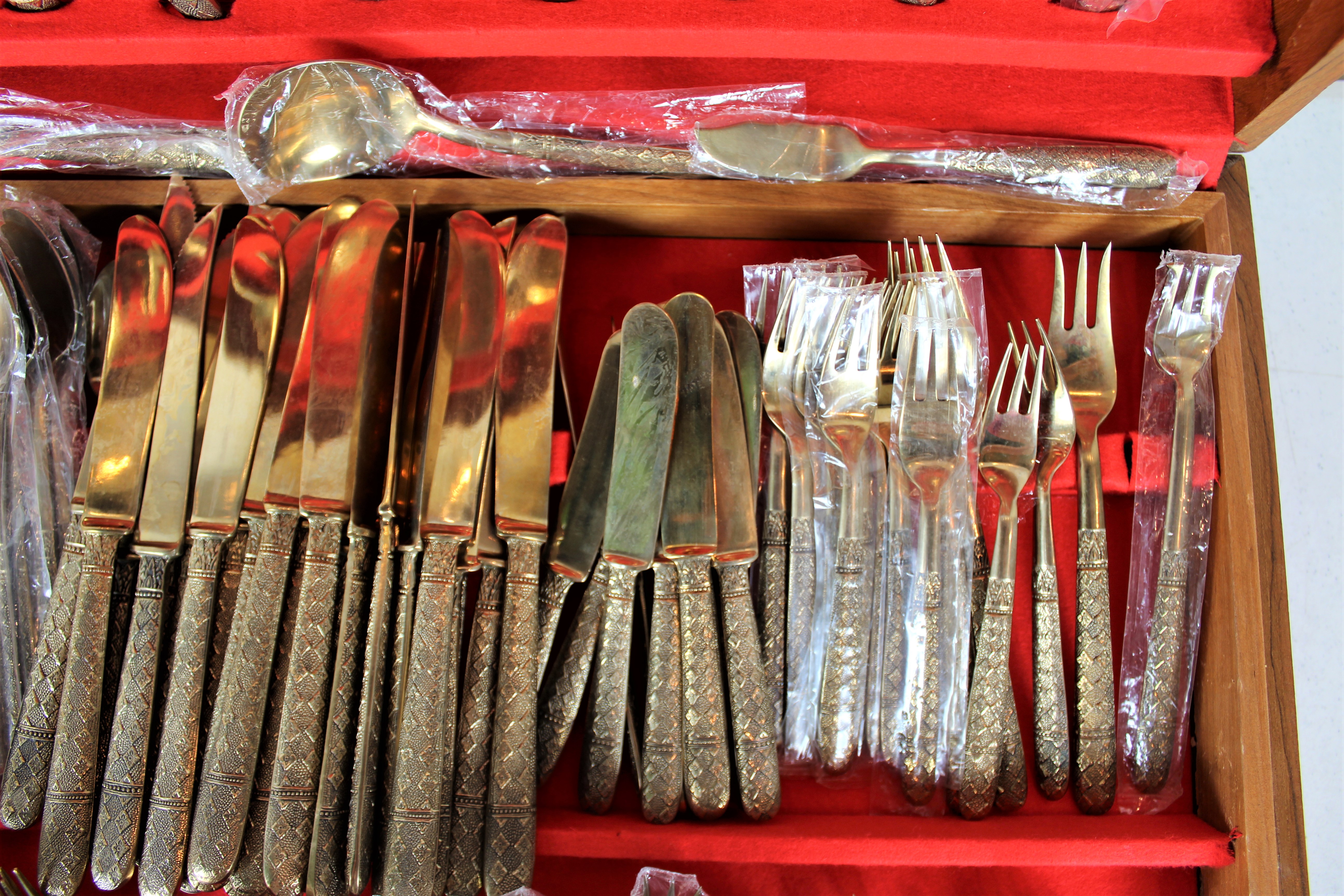 144 Pieces Vintage S. Samran Thai Bronze Nickel Flatware