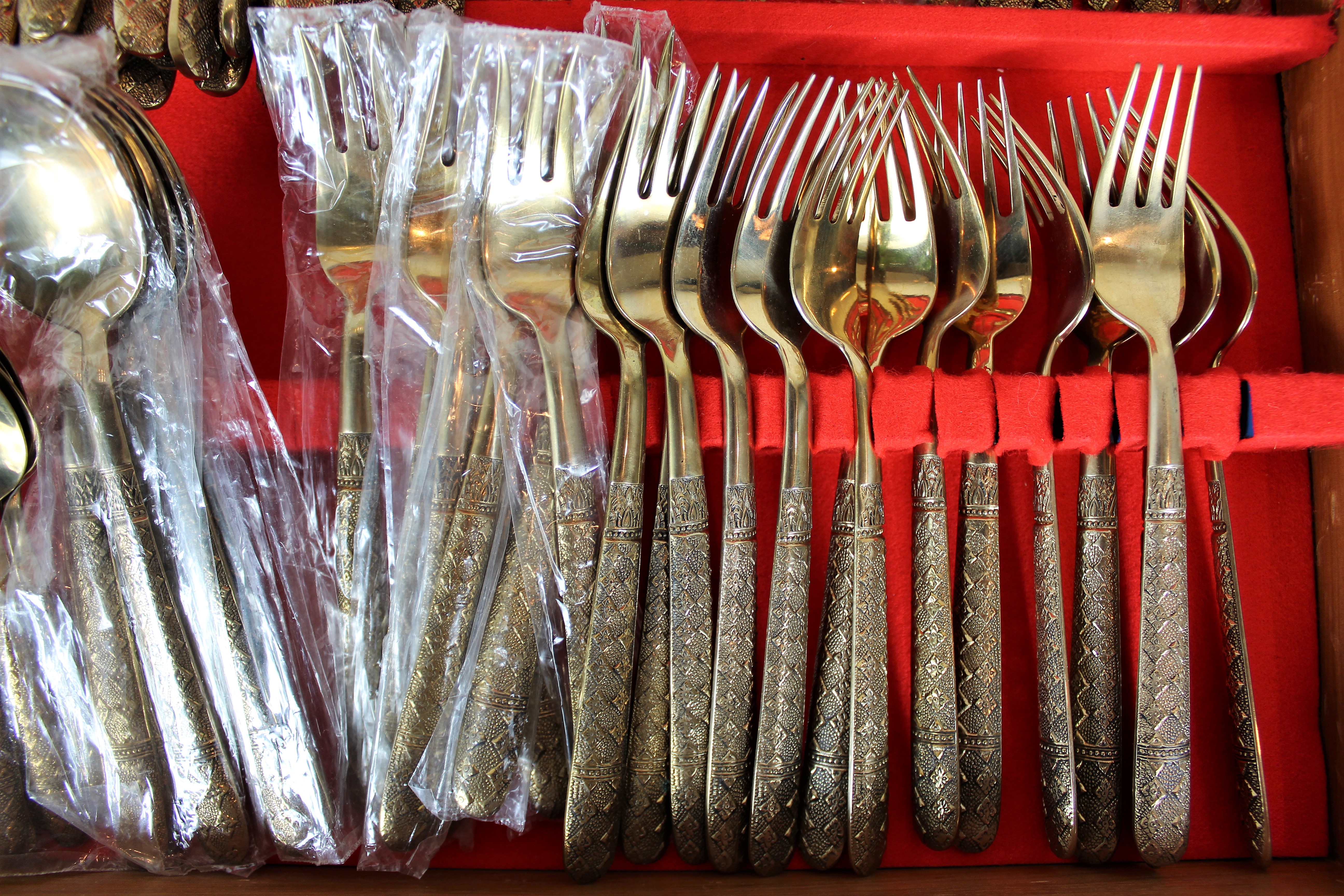 144 Pieces Vintage S. Samran Thai Bronze Nickel Flatware