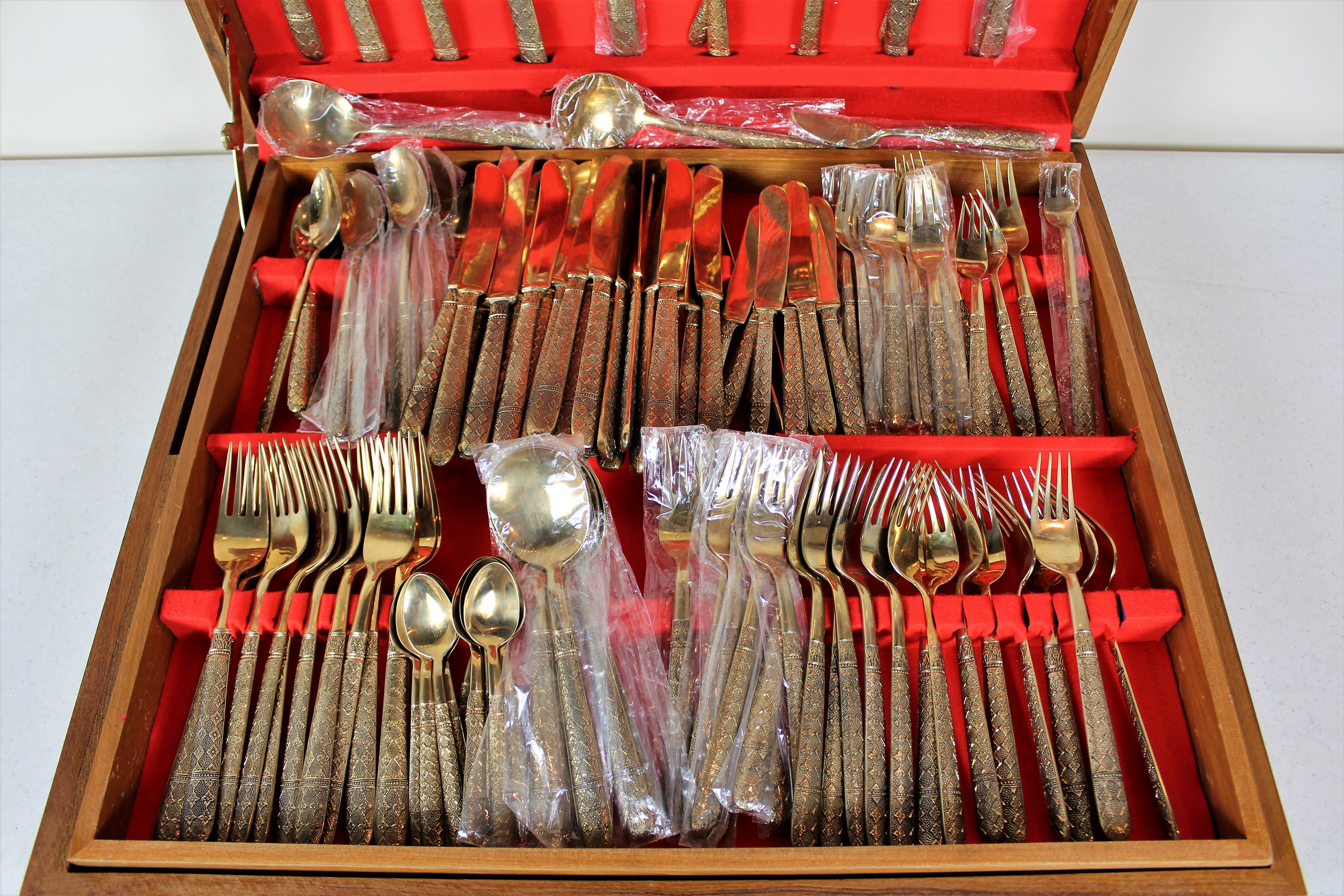 144 Pieces Vintage S. Samran Thai Bronze Nickel Flatware