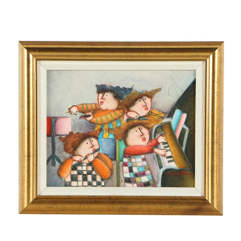 J. Roybal Oil Painting in the Manner of Graciela Rodo Boulanger