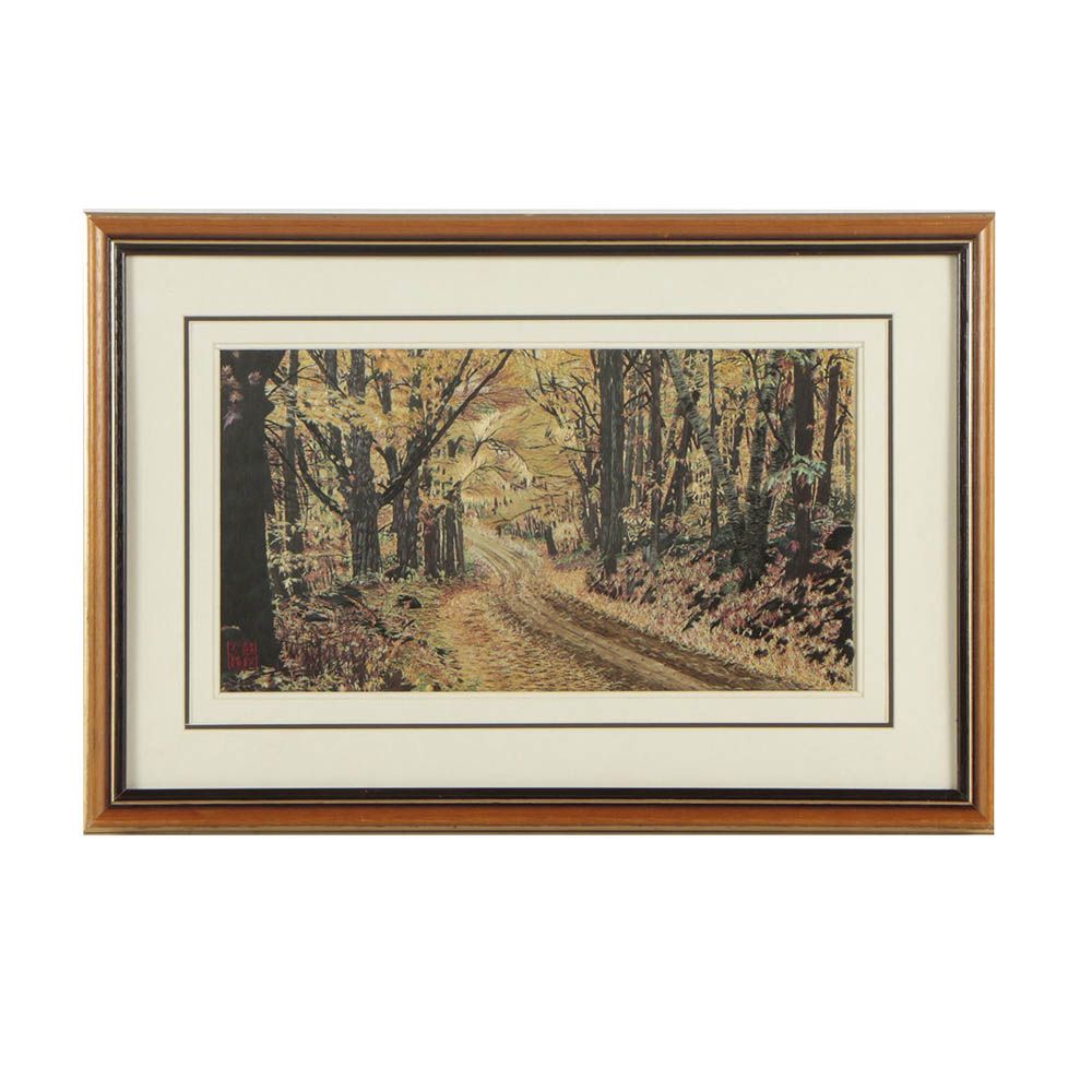 East Asian Silk Painting Embroidery