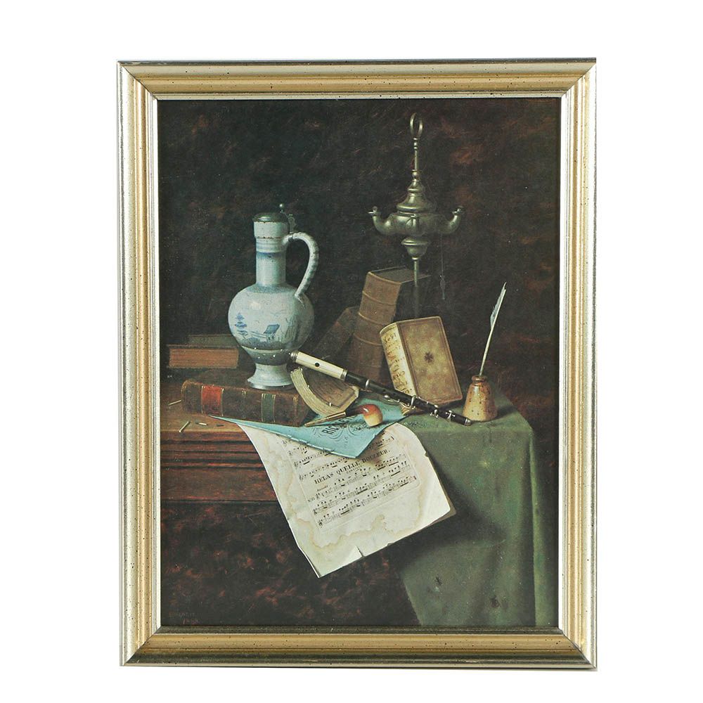 Offset Lithograph Print After William M. Harnett "My Gems"