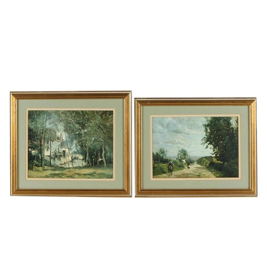 Two Offset Lithograph Prints After Jean Baptiste-Camille Corot