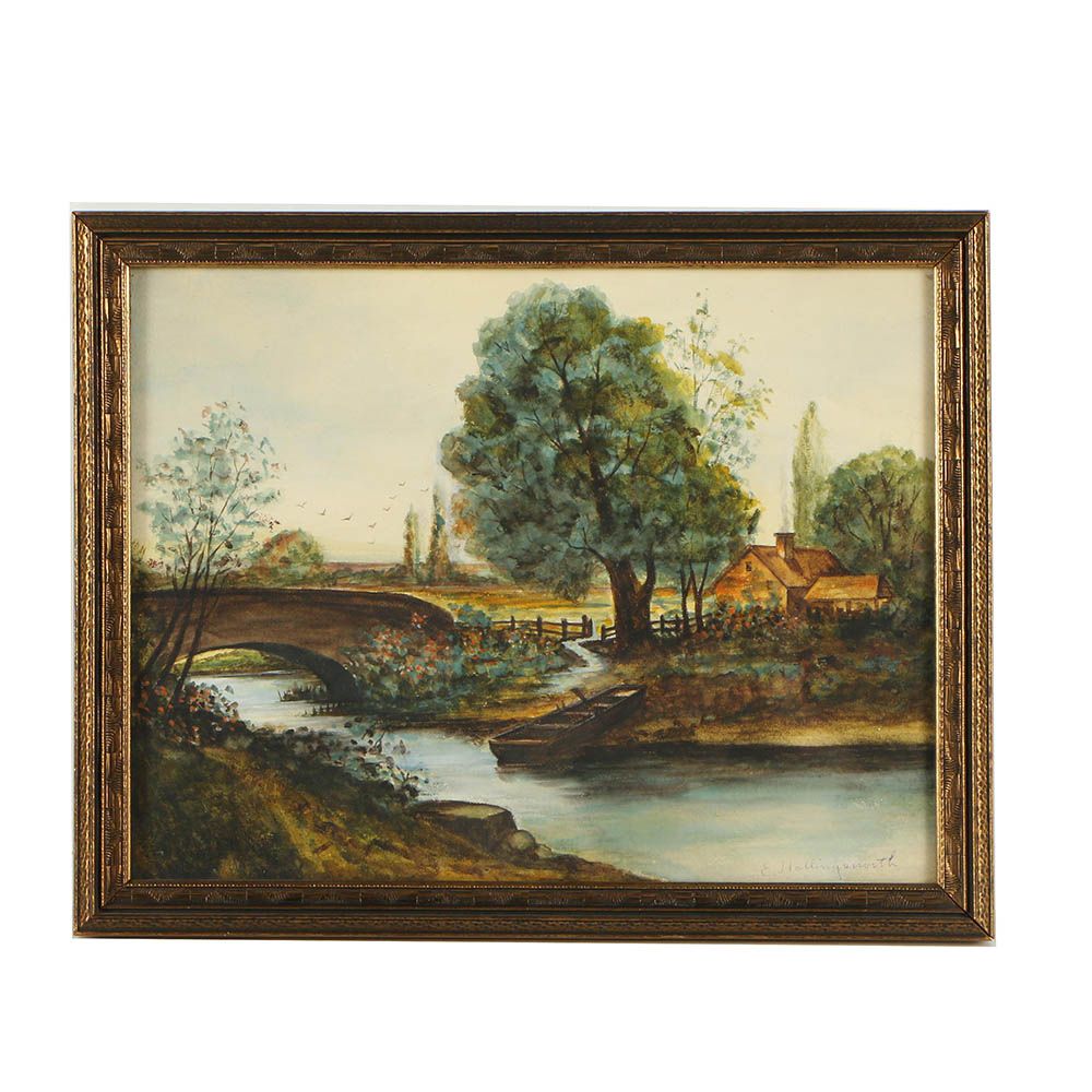 E. Hollingsworth Watercolor Landscape Painting