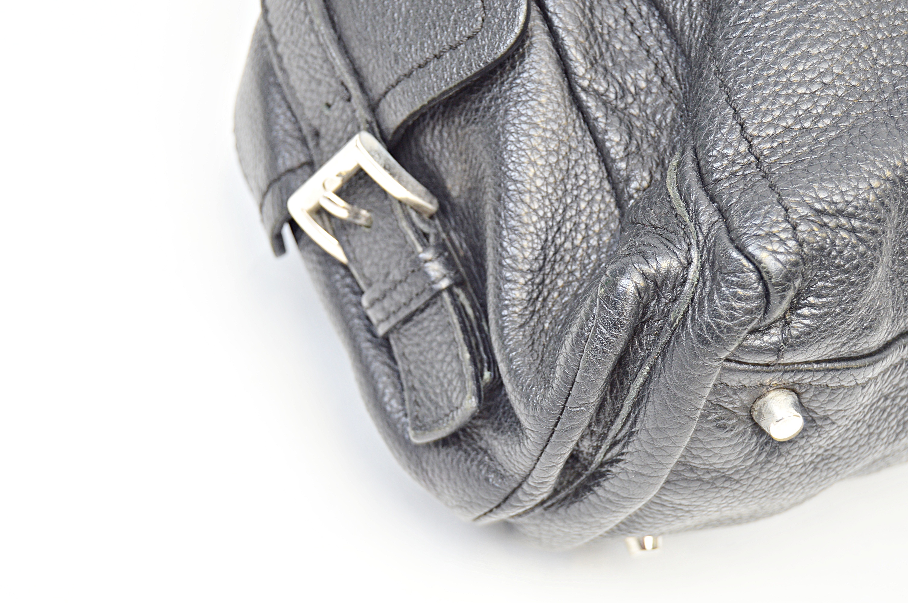 Prada Black Leather Satchel Tote Handbag