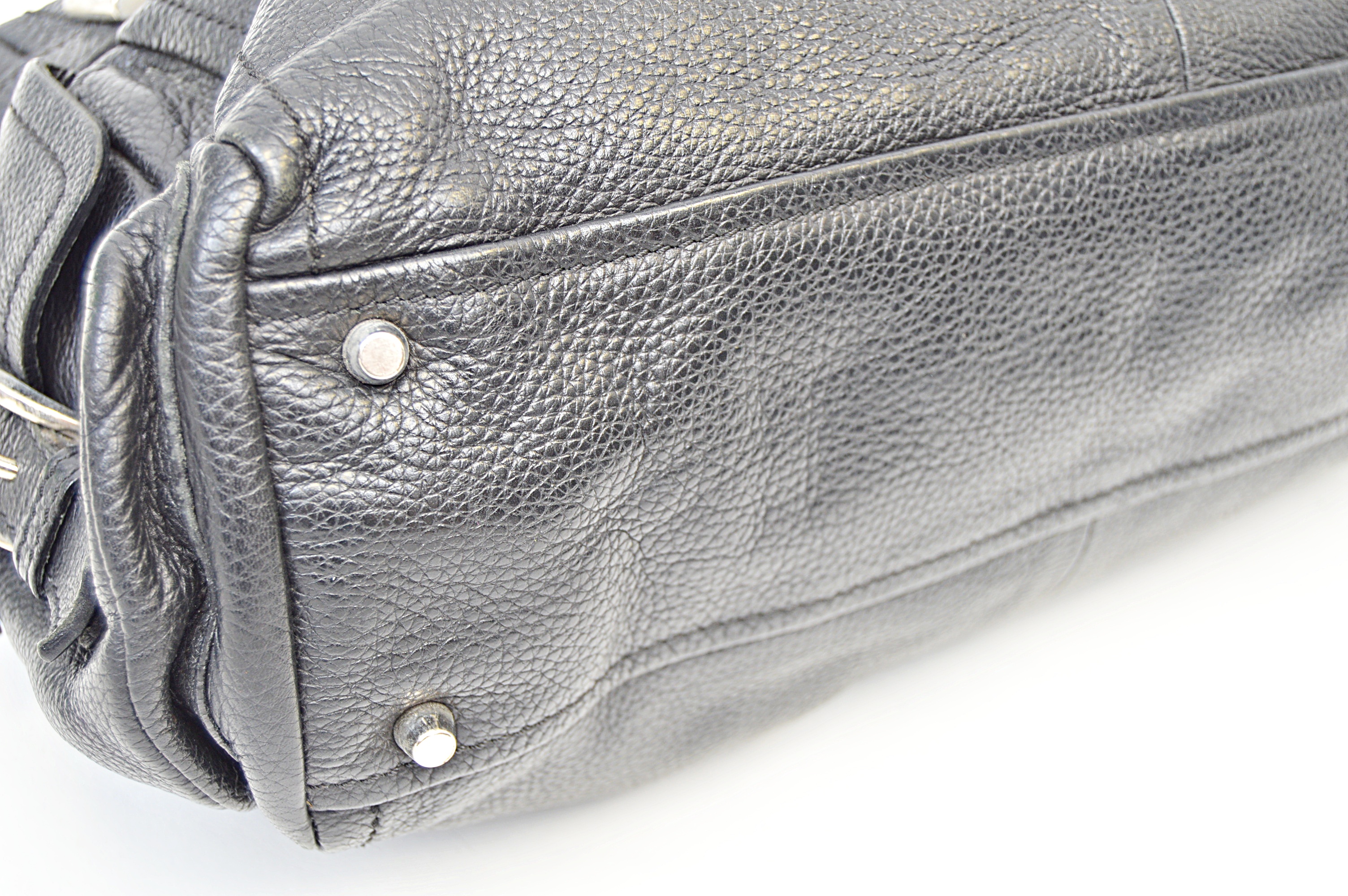 Prada Black Leather Satchel Tote Handbag