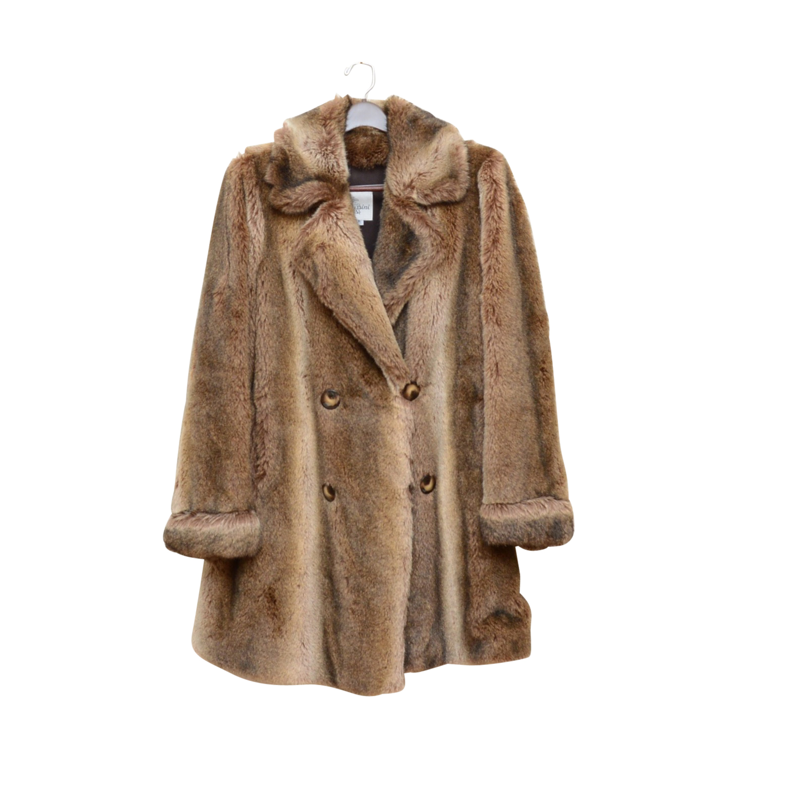 Vintage Oleg Cassini Faux Fur Double-Breasted Coat