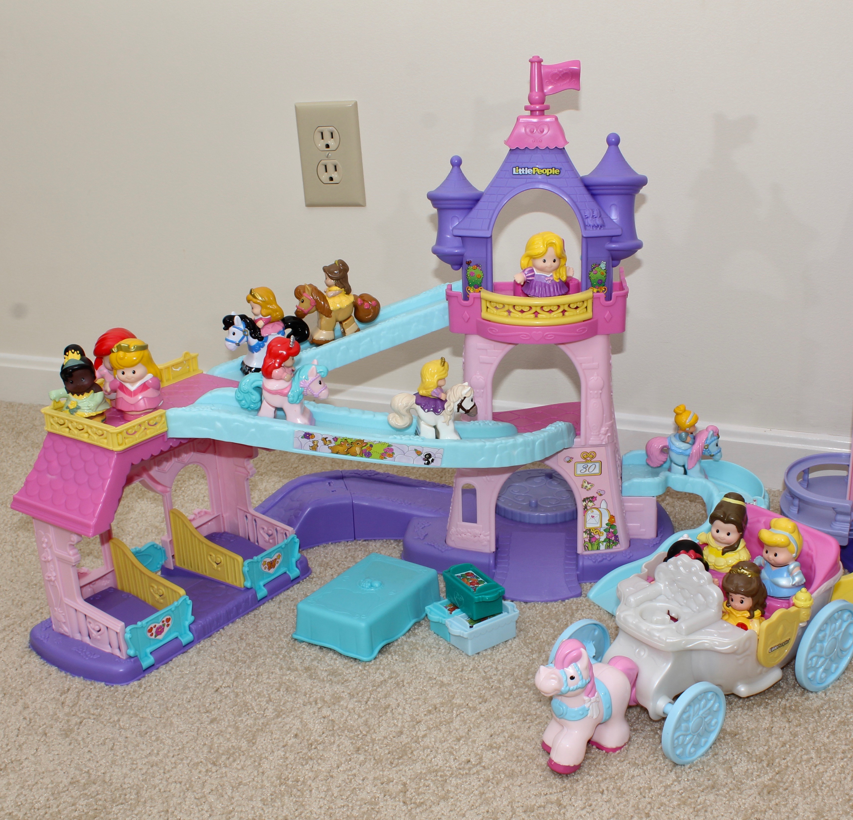 "Little People" Disney Princess Castle, Stable,  and Play Build Supermarket Set