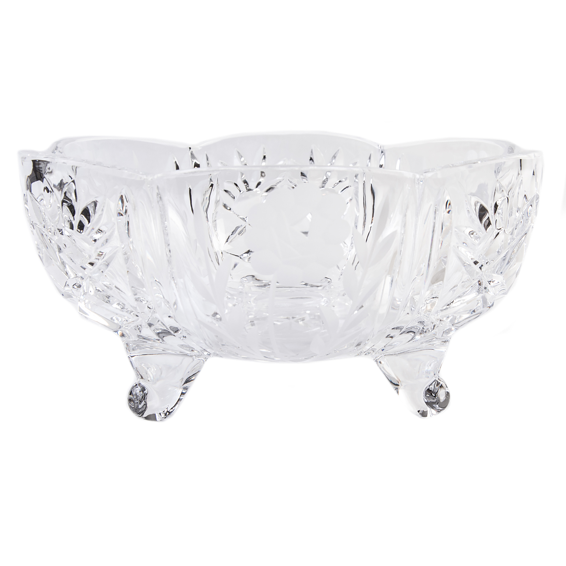 Etched Crystal Centerpiece Bowl