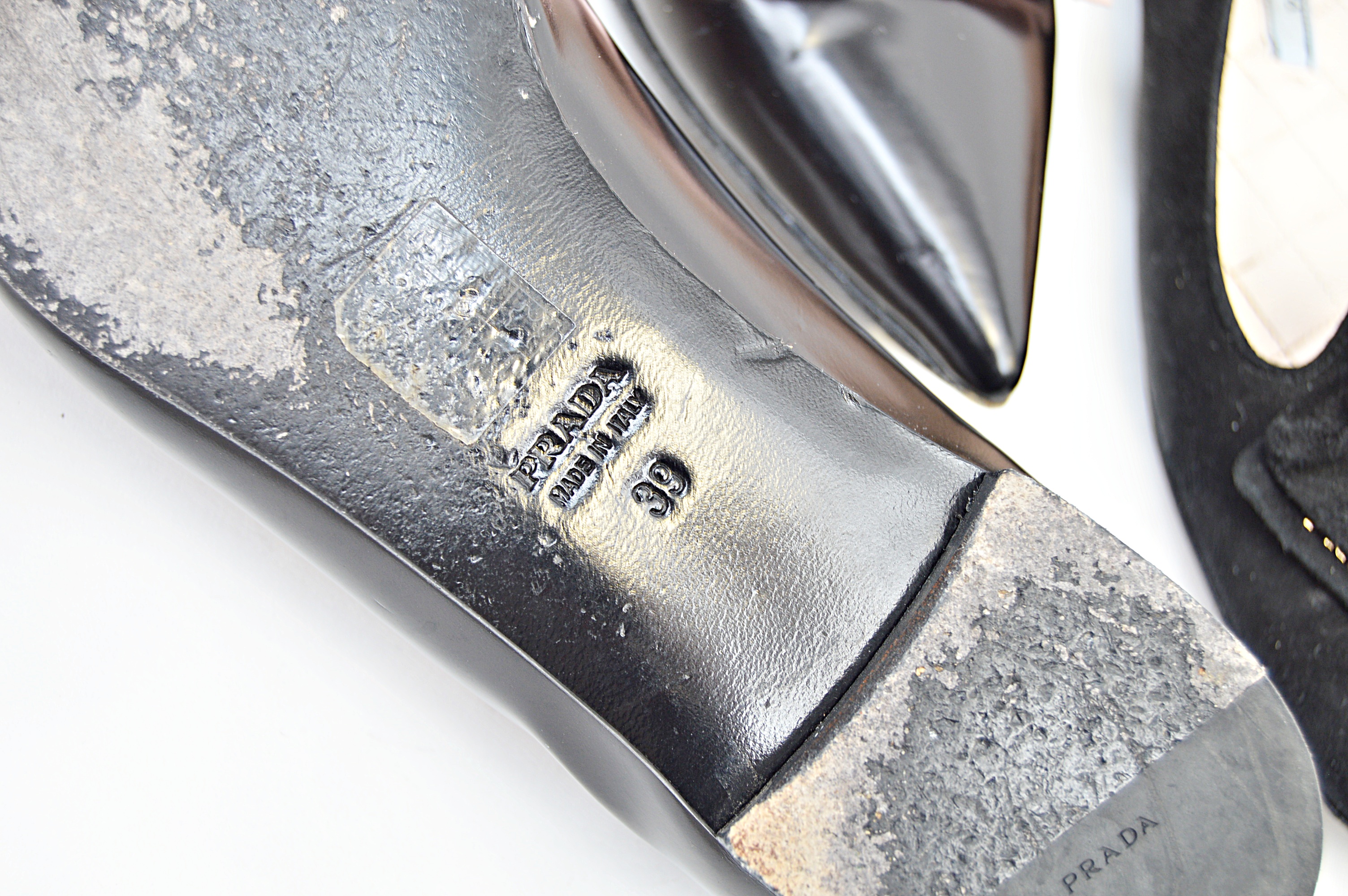 Prada Black Leather Flats with Pink Bows